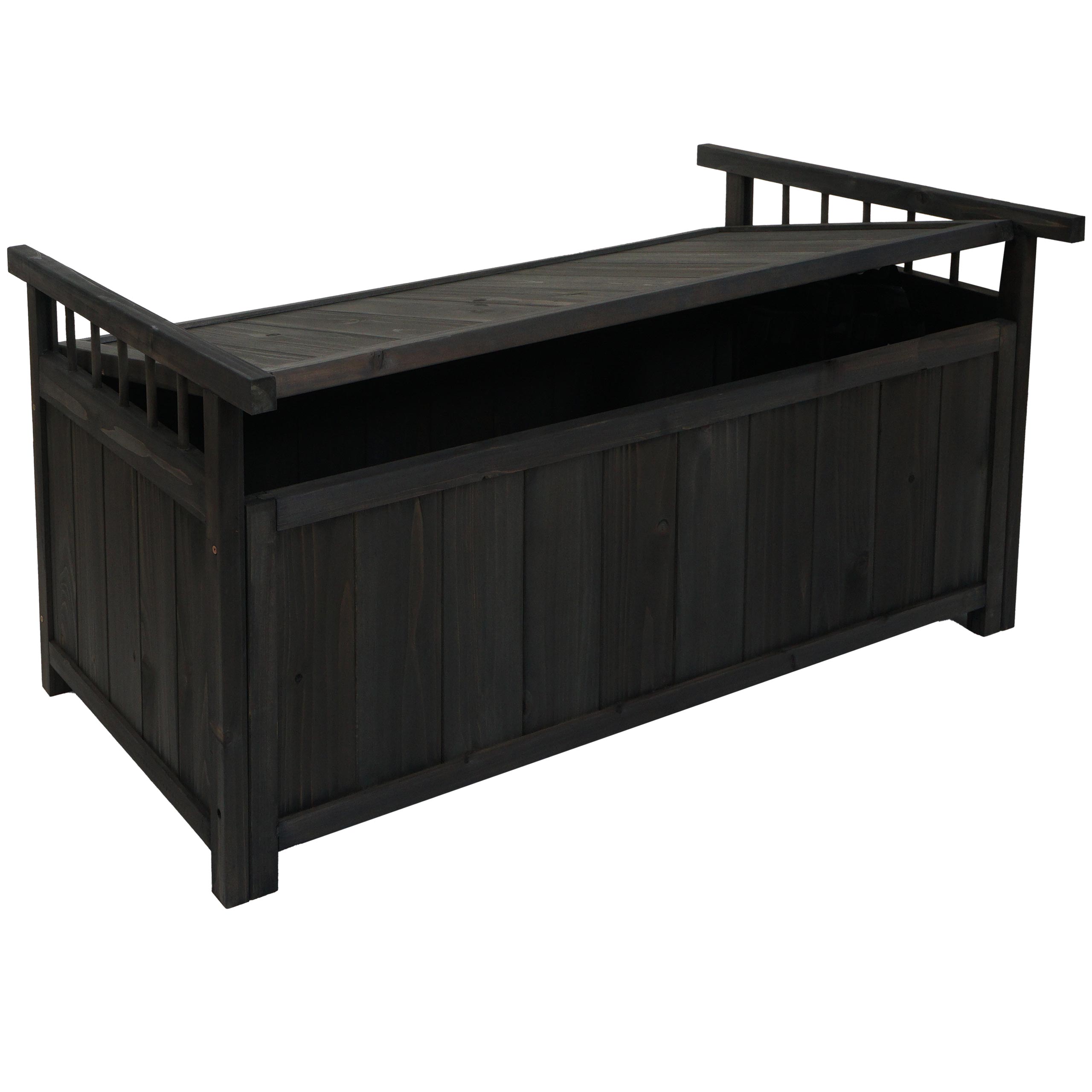 Aufbewahrungstruhe MCW-O13, Gartentruhe Auflagenbox Truhe, Tanne Holz MVG 53x108x60cm ~ anthrazit 