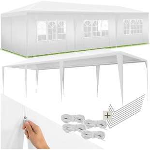 tectake® Pavillon, 9 x 3 m, im Stecksystem, mit UV-Schutz, wasserdicht 