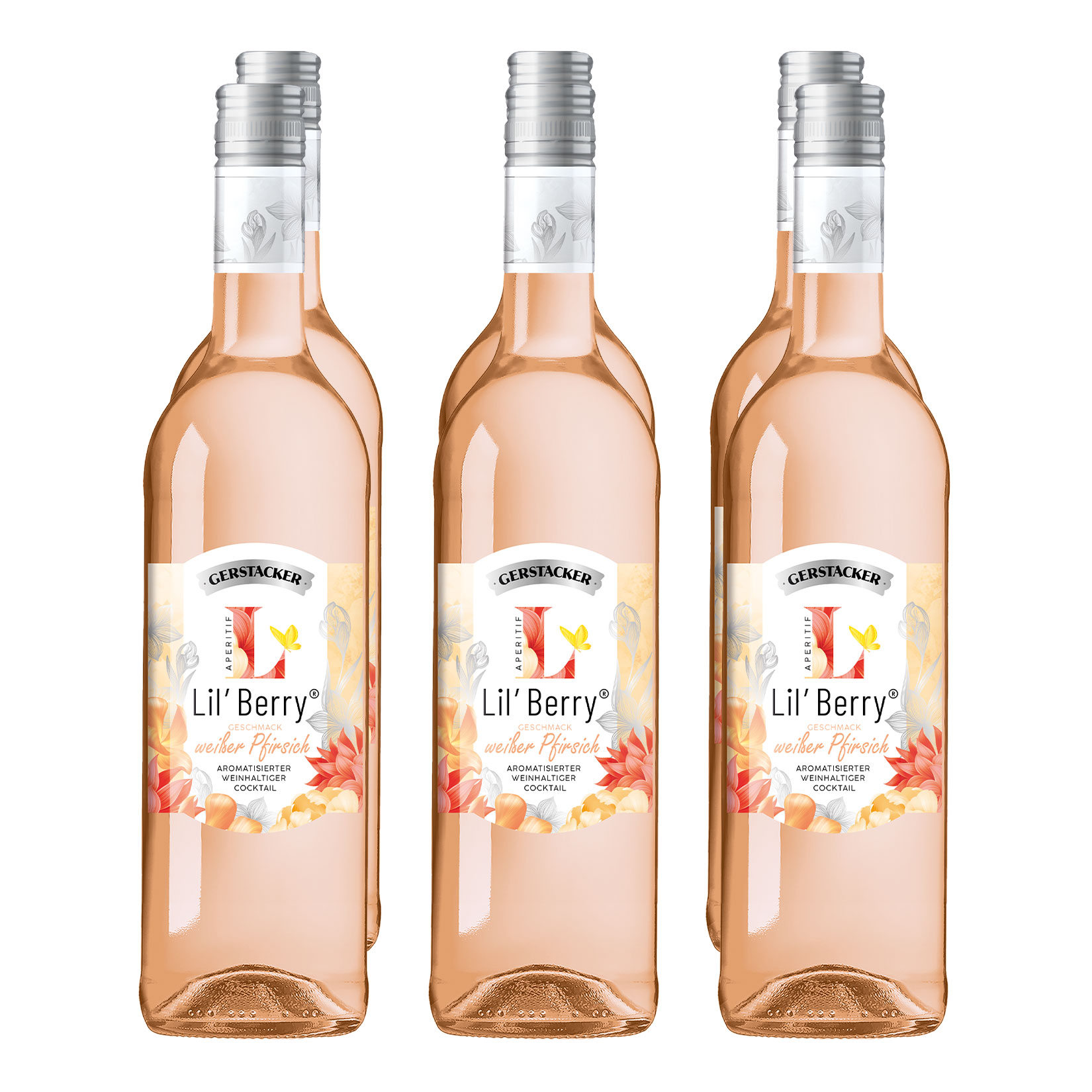 Gerstacker Lil&rsquo; Berry Wei&szlig;er Pfirsich 5,1 % vol 6 x 0,75 Liter 