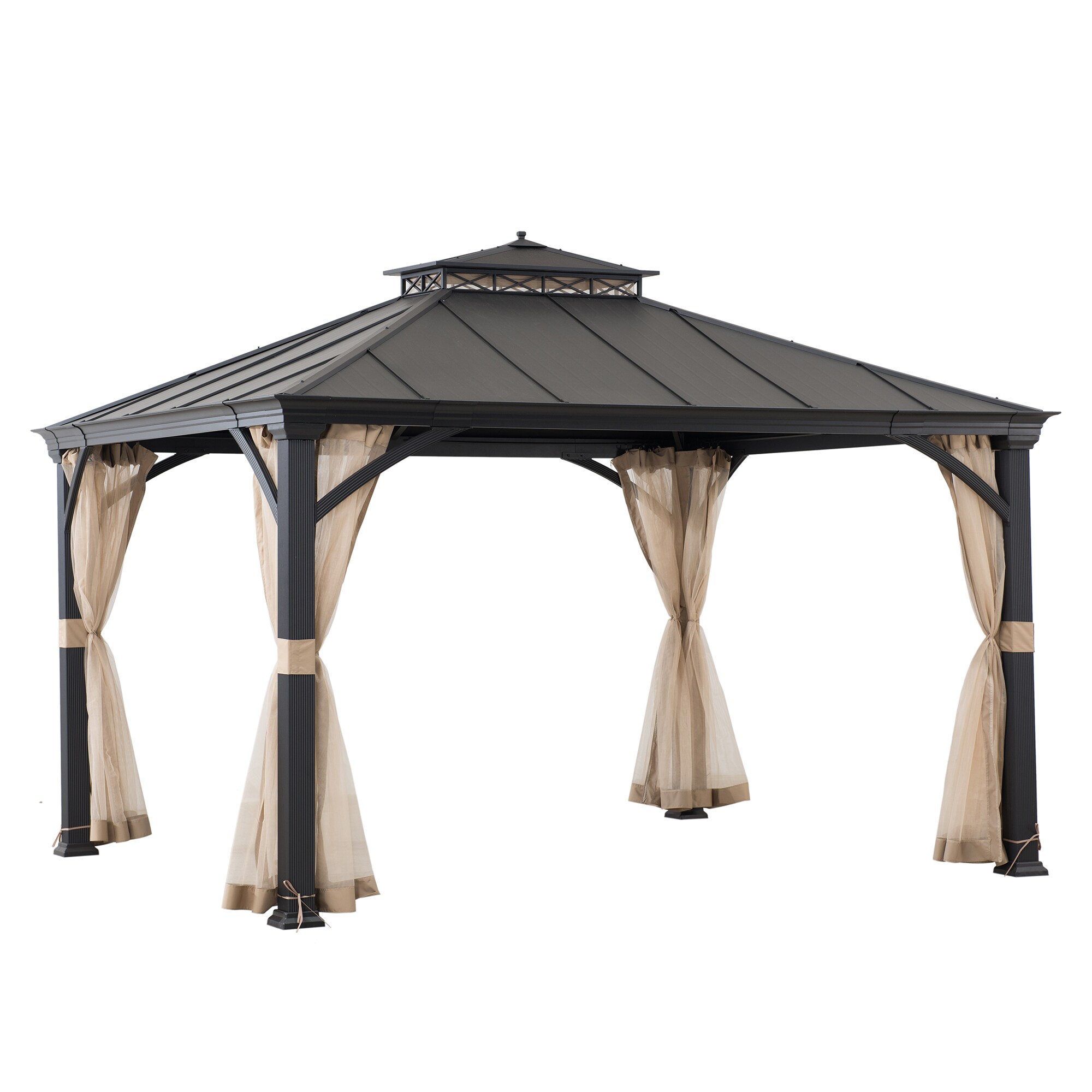 Sunjoy Stahl Pavillon TORRE - 324cm x 385cm, schwarz 