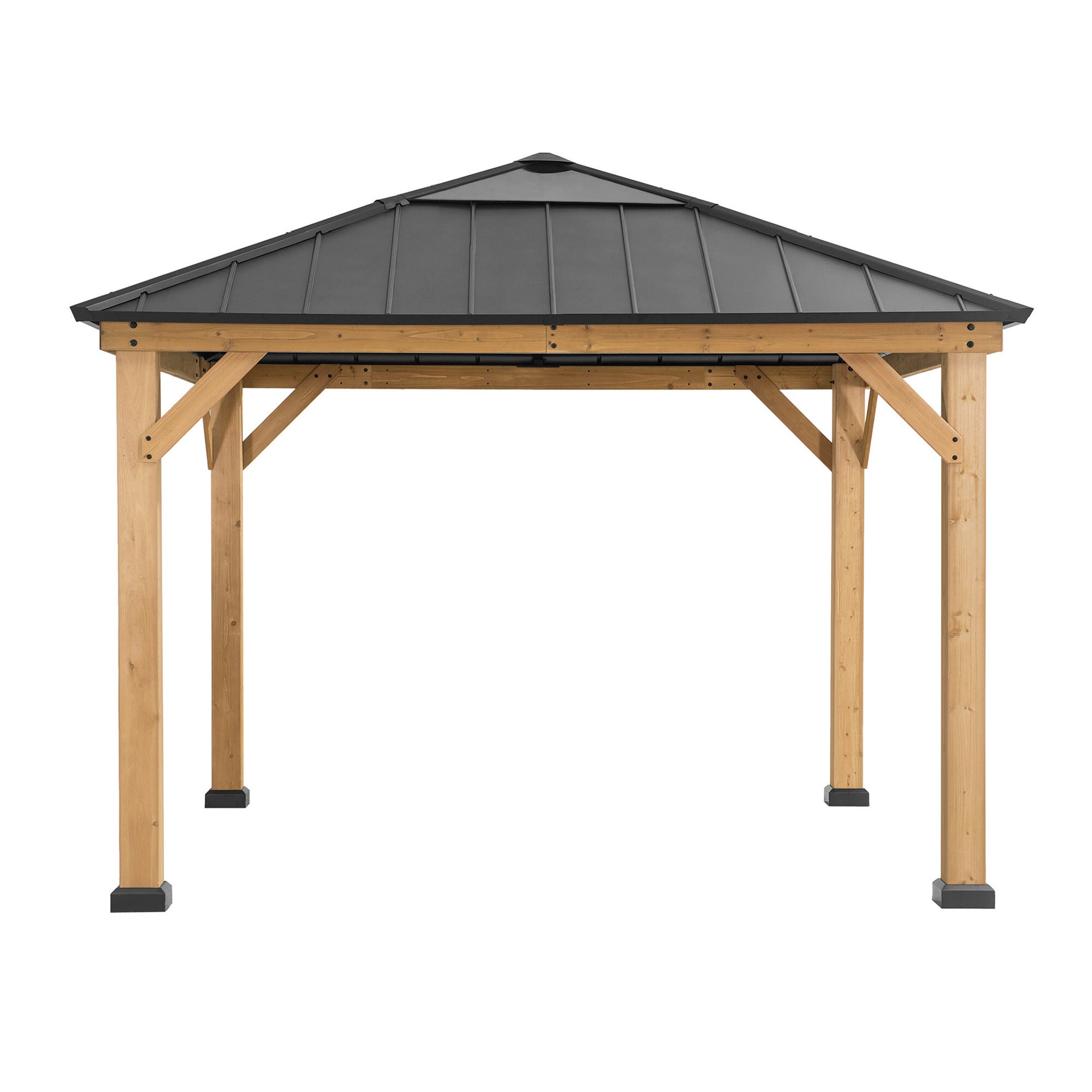 Sunjoy Zedernholz Gazebo PIRIN - 336cm x 336cm, anthrazit 