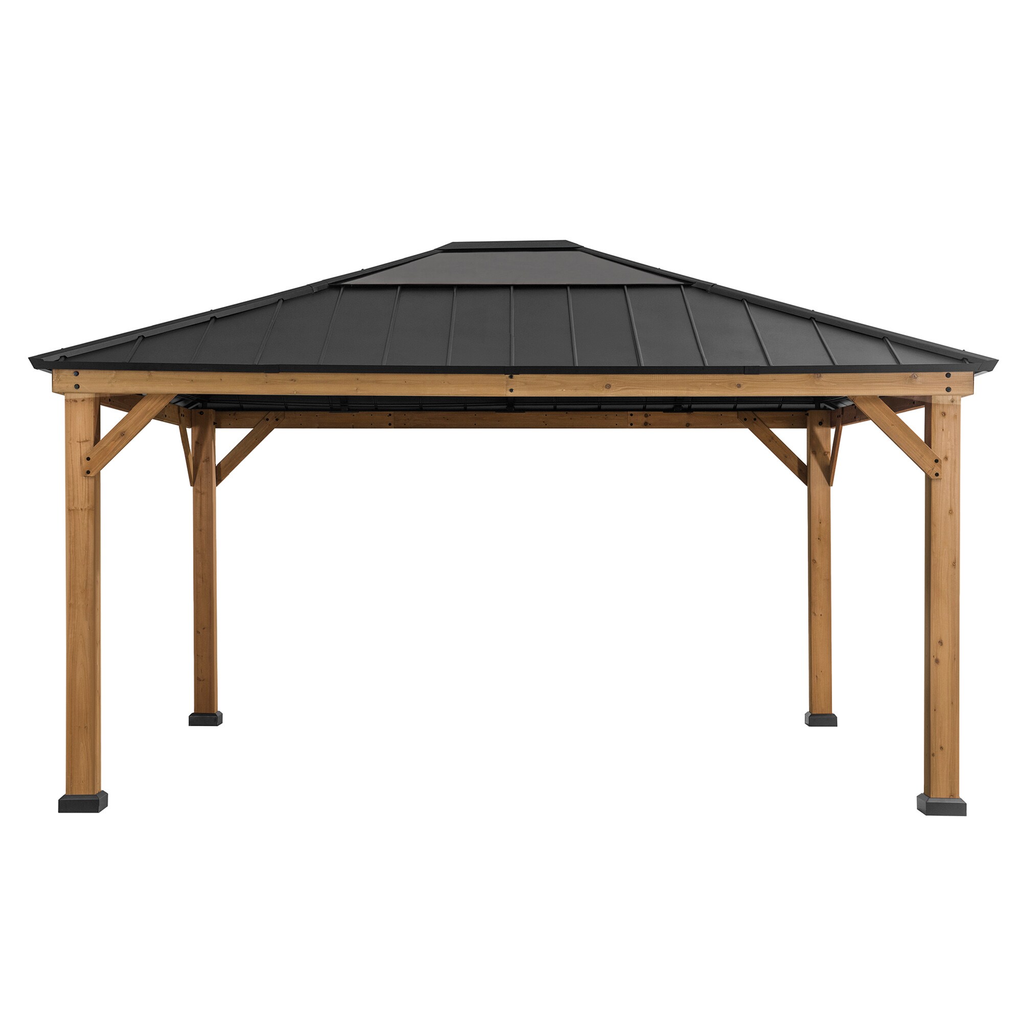 Sunjoy Zedernholz Gazebo ERNIR - 393cm x 452cm, anthrazit 