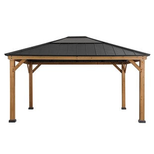 Sunjoy Zedernholz Gazebo ERNIR - 393cm x 452cm, anthrazit 