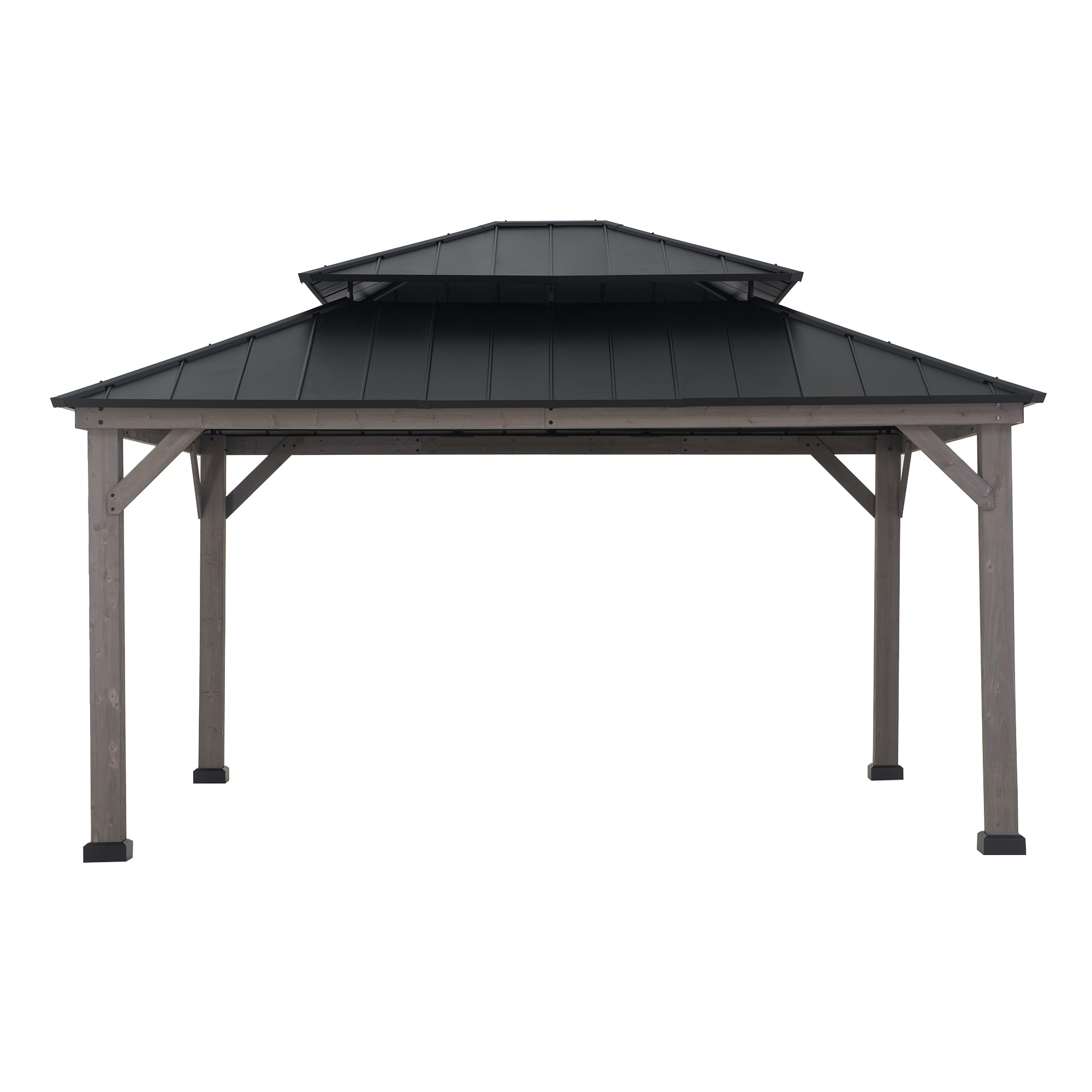 Sunjoy Pavillon Zedernholz Gazebo RYSY - 390cm x 450cm, schwarz 
