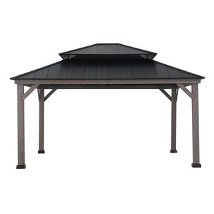 Sunjoy Pavillon Zedernholz Gazebo RYSY - 390cm x 450cm, schwarz 
