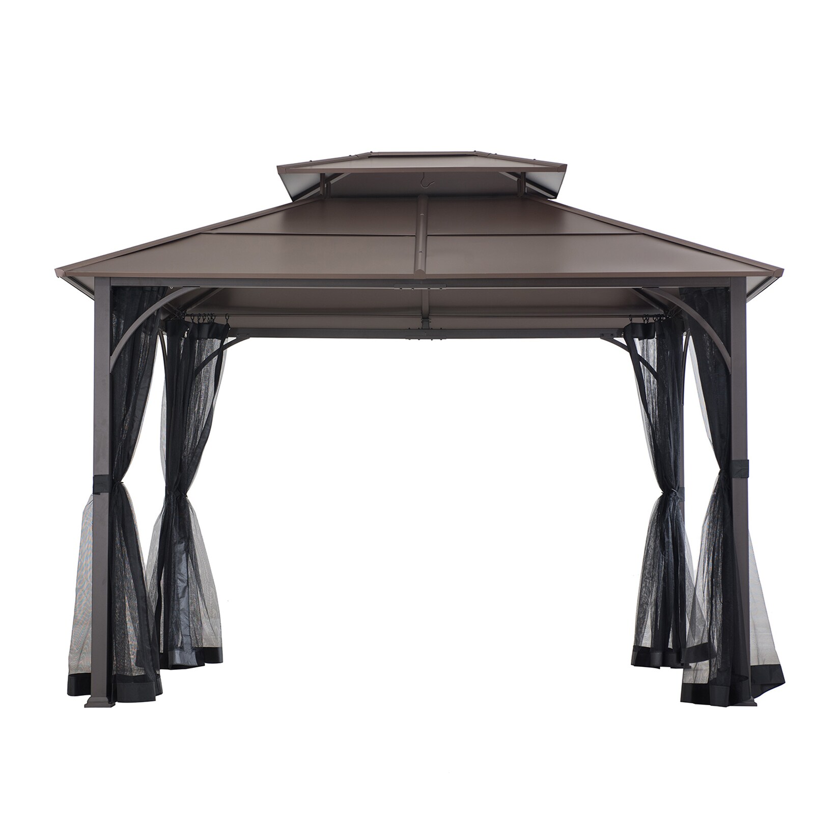 Sunjoy - Gazebo en acier kaldi en marron - 307cm x 366cm