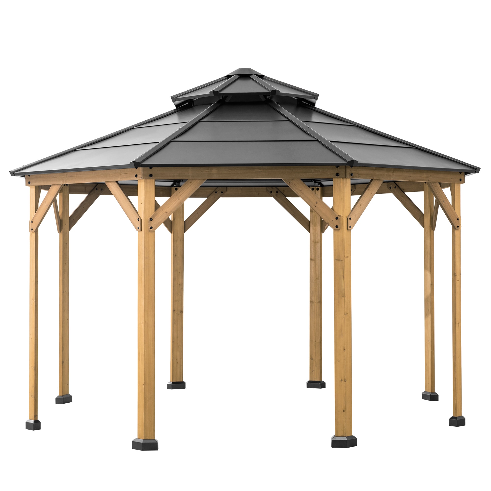 Sunjoy Pavillon Zedernholz Gazebo EGGI - 396cm x 396cm, anthrazit 