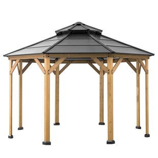 Sunjoy Pavillon Zedernholz Gazebo EGGI - 396cm x 396cm, anthrazit 