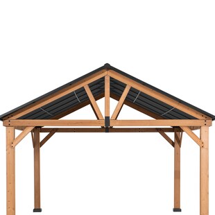 Sunjoy Pavillon Zedernholz Gazebo TÖDI - 336cm x 400cm, anthrazit 