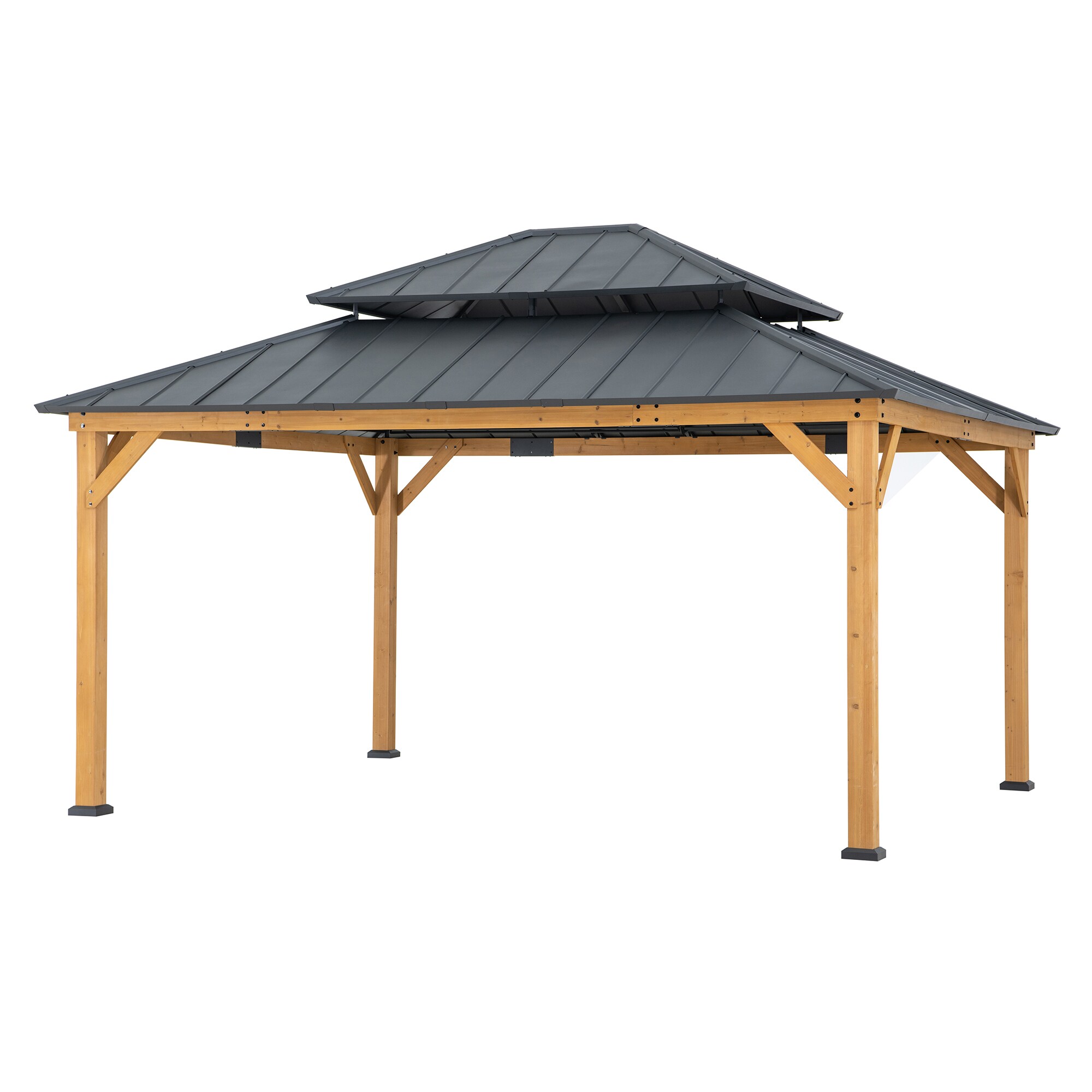 Sunjoy Zedernholz Gazebo TRIVOR - 390cm x 450cm, anthrazit 