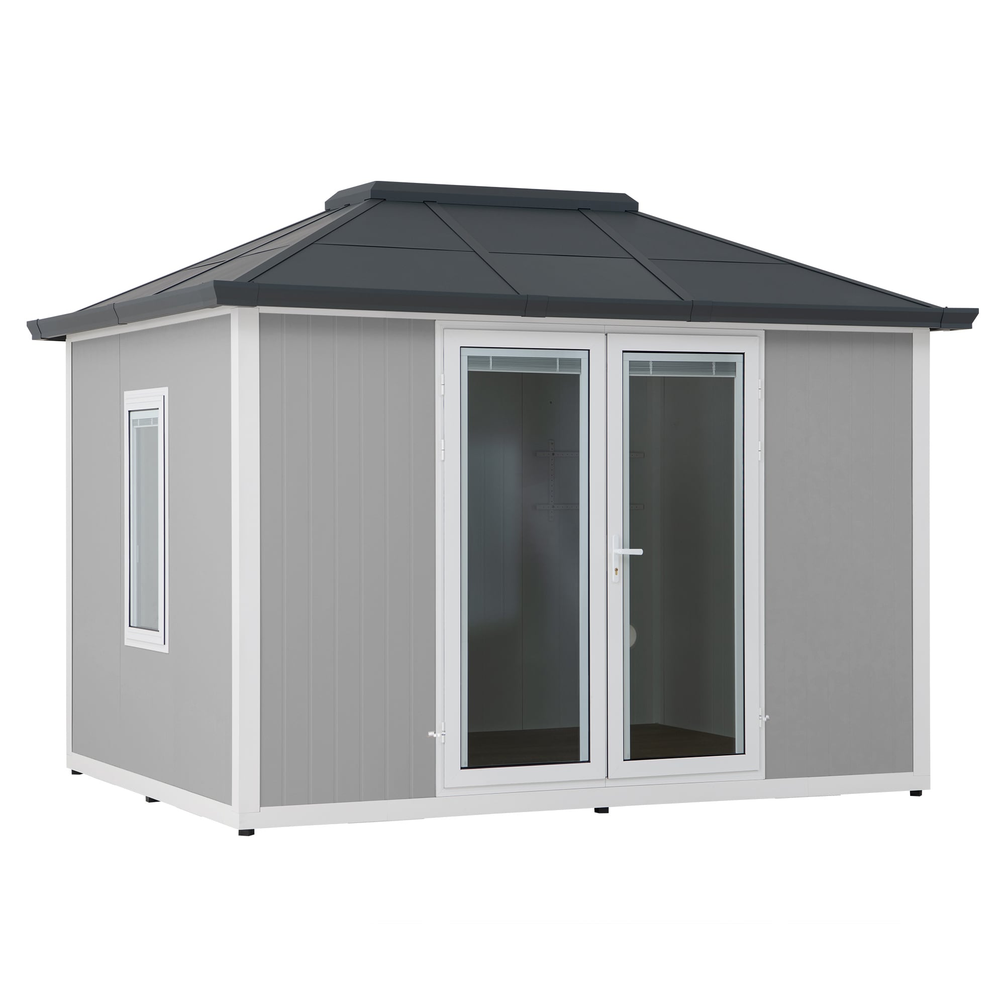 Sunjoy Alu/Stahl Gartenhaus RIGA - 302cm x 386cm, grau 