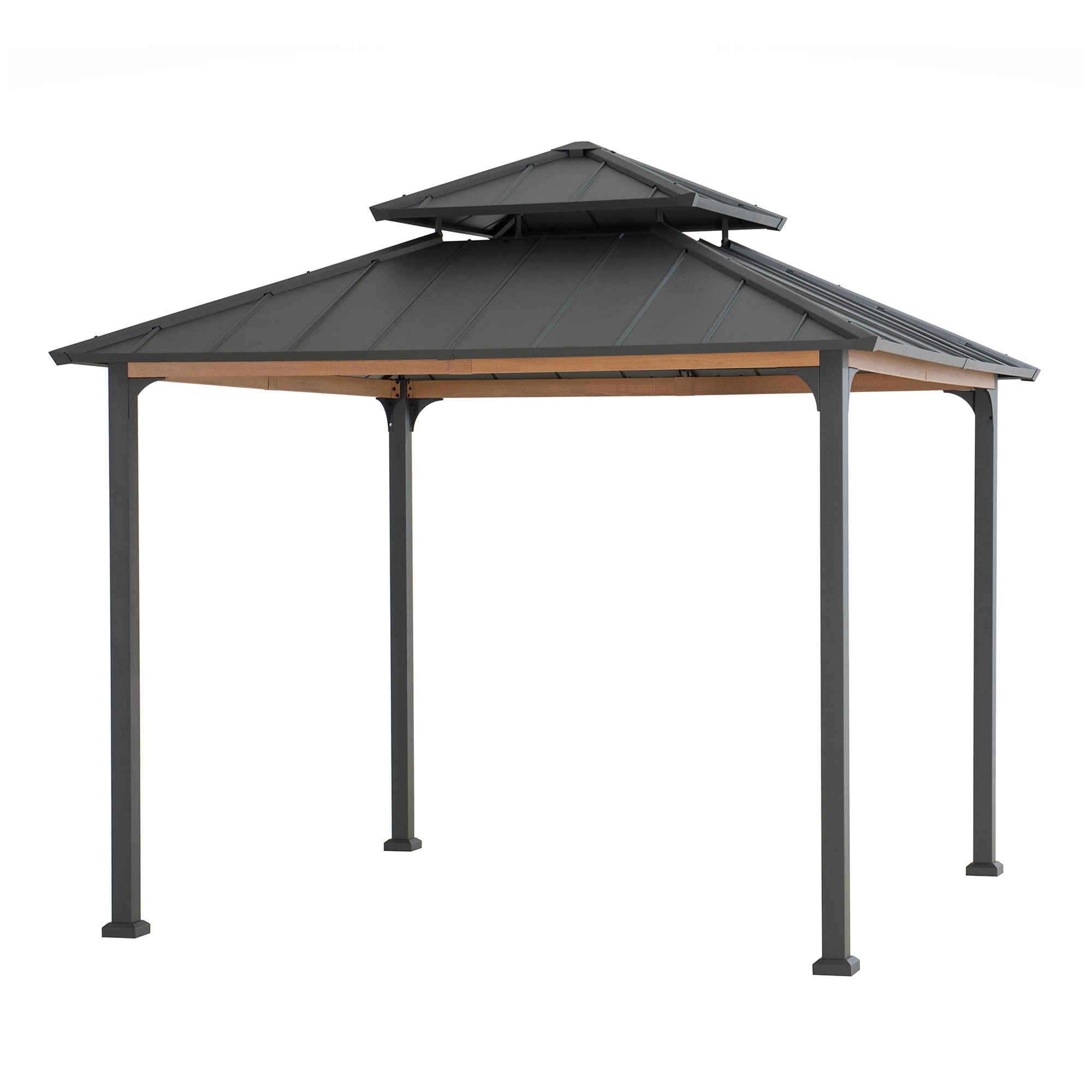 Sunjoy Stahl Pavillon Gazebo Pasu - 300cm x 300cm, anthrazit 