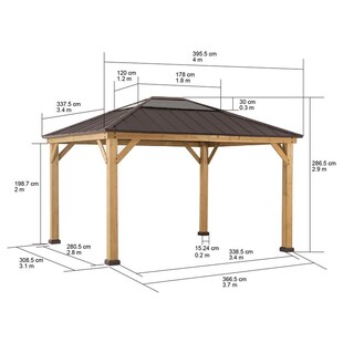 Sunjoy Zedernholz Gazebo BRURI - 336cm x 394cm, braun 