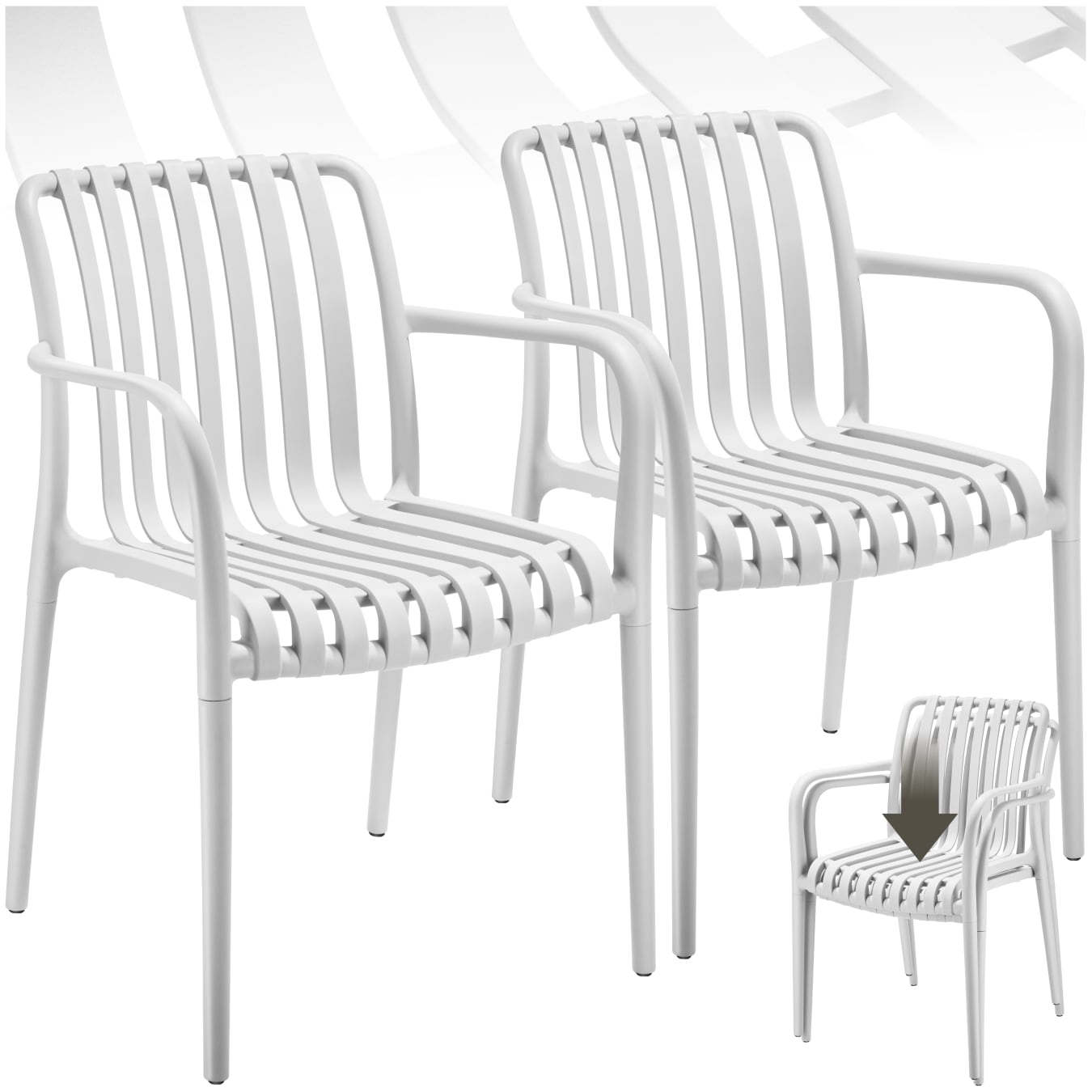 tectake&reg; Gartenst&uuml;hle, wetterfest und UV-best&auml;ndig, rutschfeste Gummischoner, 54,5 x 58 x 80,5 cm, Belastbarkeit 120 kg 