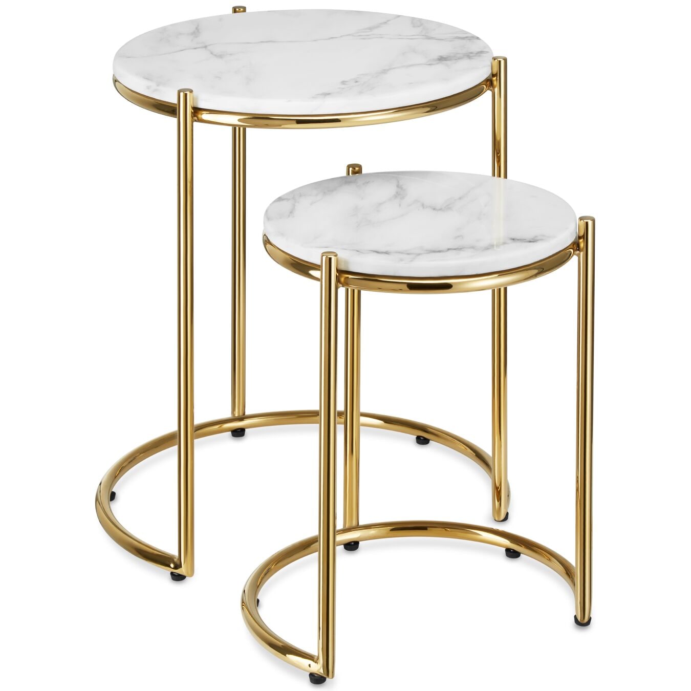 tectake&reg; Beistelltisch, hochwertige Marmorplatten, kein Aufbau, ineinander schiebbar 