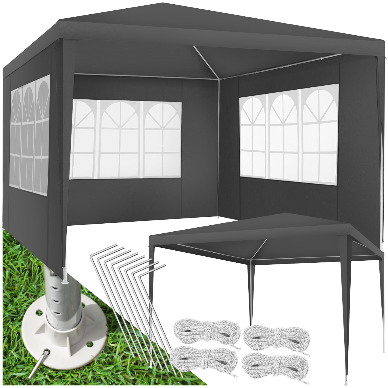 tectake&reg; Pavillon, 3 x 3 m, im Stecksystem, mit UV-Schutz, wasserdicht 