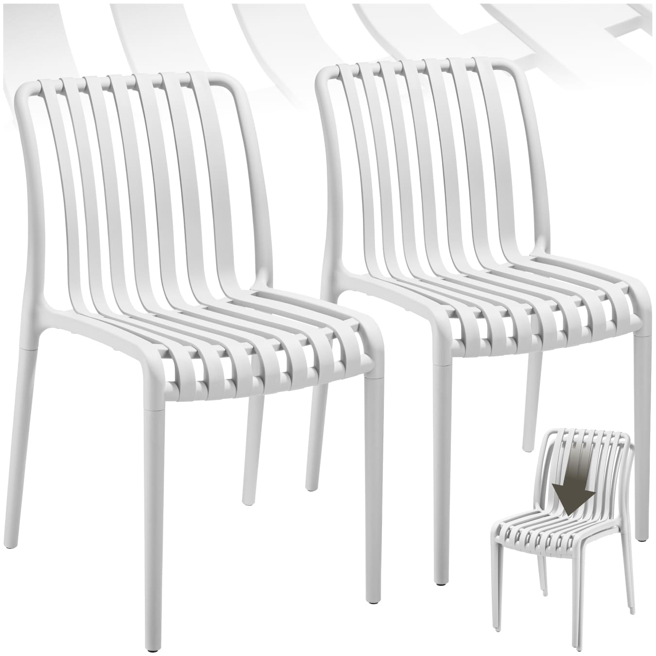 tectake&reg; Gartenst&uuml;hle, wetterfest und UV-best&auml;ndig, rutschfeste Gummischoner, 47 x 58 x 80,5 cm, Belastbarkeit 110 kg 