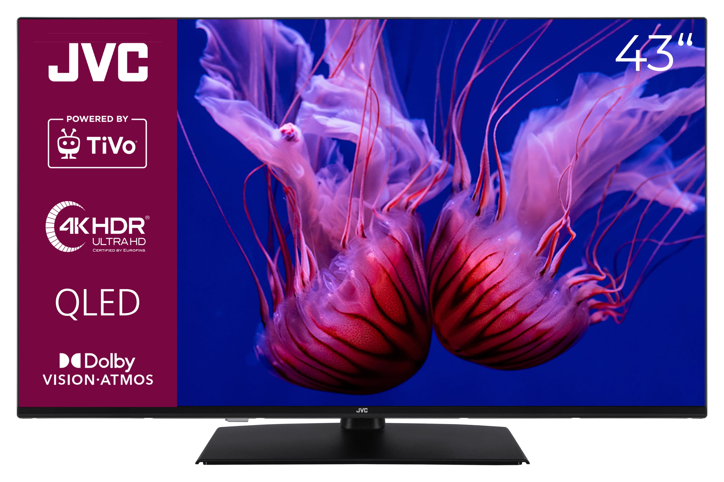 JVC 43 Zoll QLED Fernseher Smart TV (4K UHD, HDR Dolby Vision, Dolby Atmos, Triple Tuner, 6 Monate HD+) 