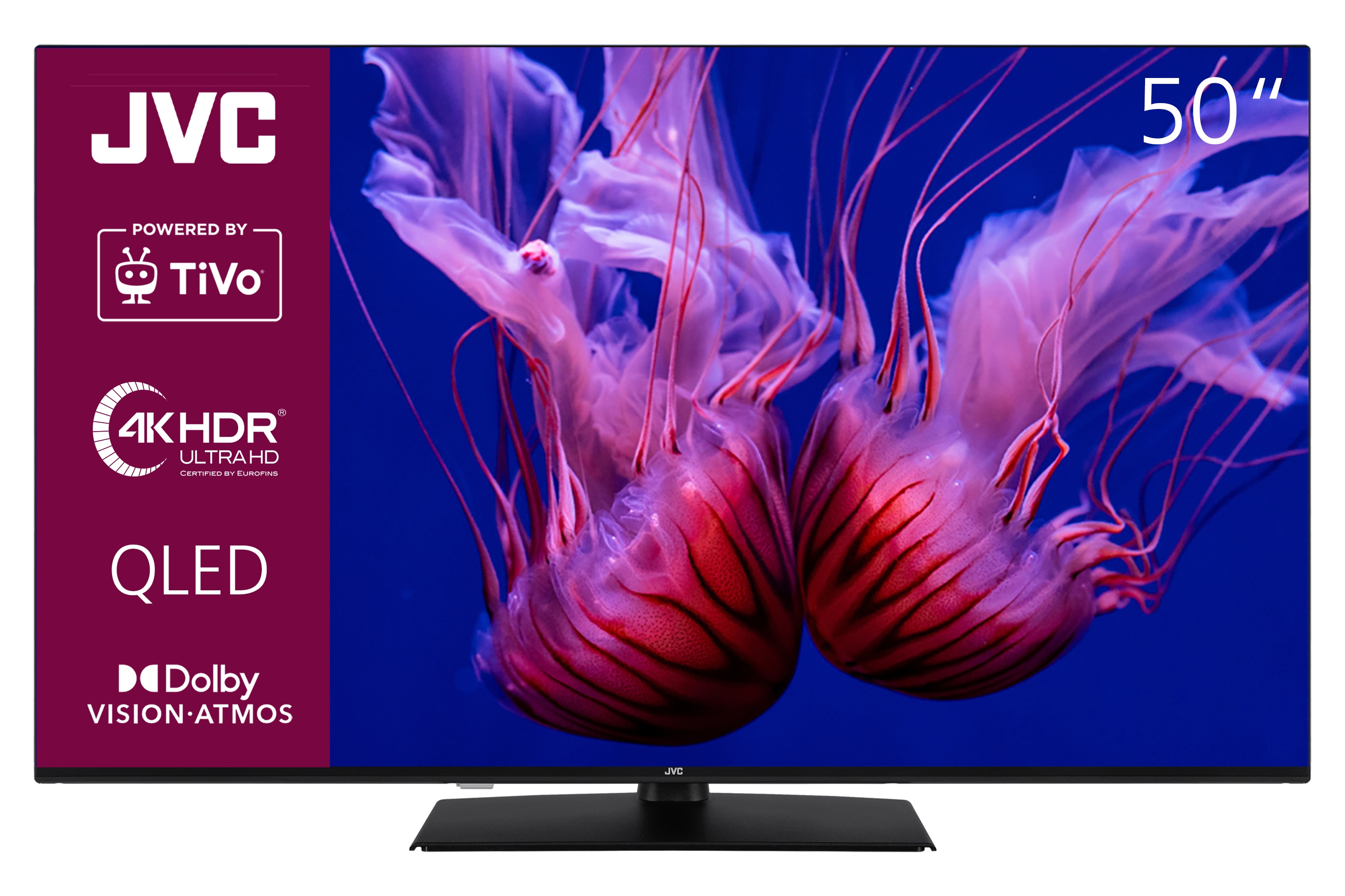 JVC 50 Zoll QLED Fernseher Smart TV (4K UHD, HDR Dolby Vision, Dolby Atmos, Triple Tuner, 6 Monate HD+) 