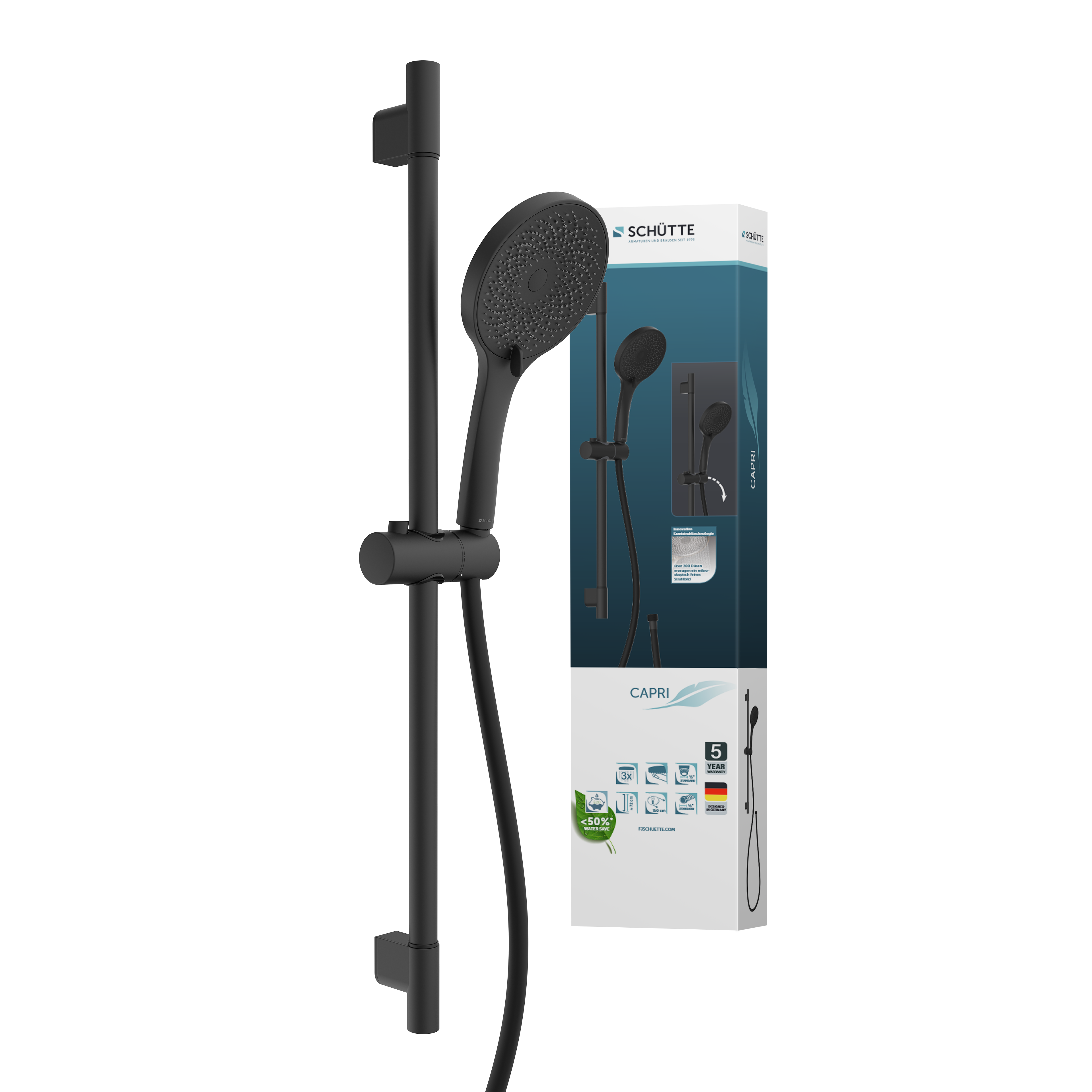 CAPRI Stangenbrause-Set, Schwarz matt 