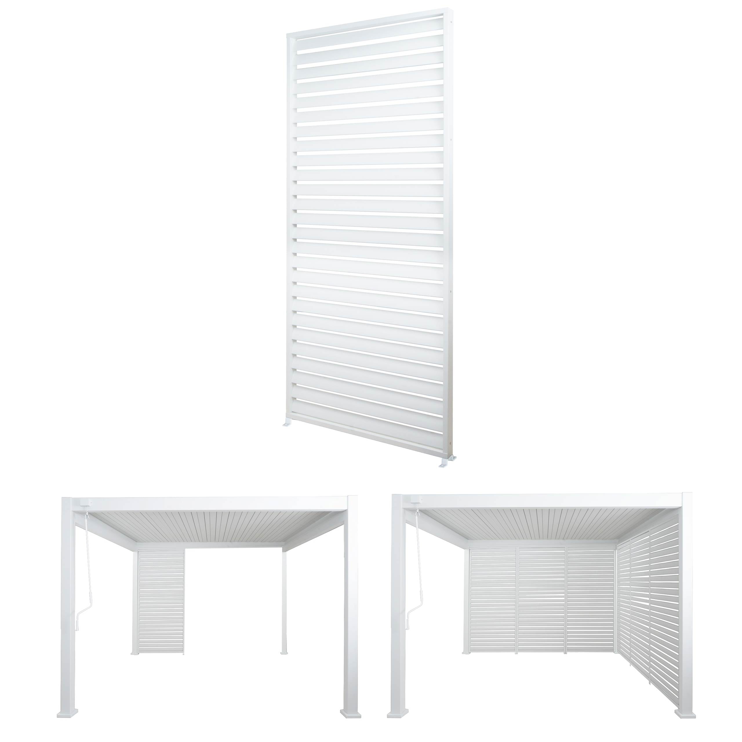 Aluminium Lamellenwand f&uuml;r Pergola MCW-N94 3x3m, Lamellenpaneel Modul Seitenwand Sichtschutz, 213x94cm ~ wei&szlig; 