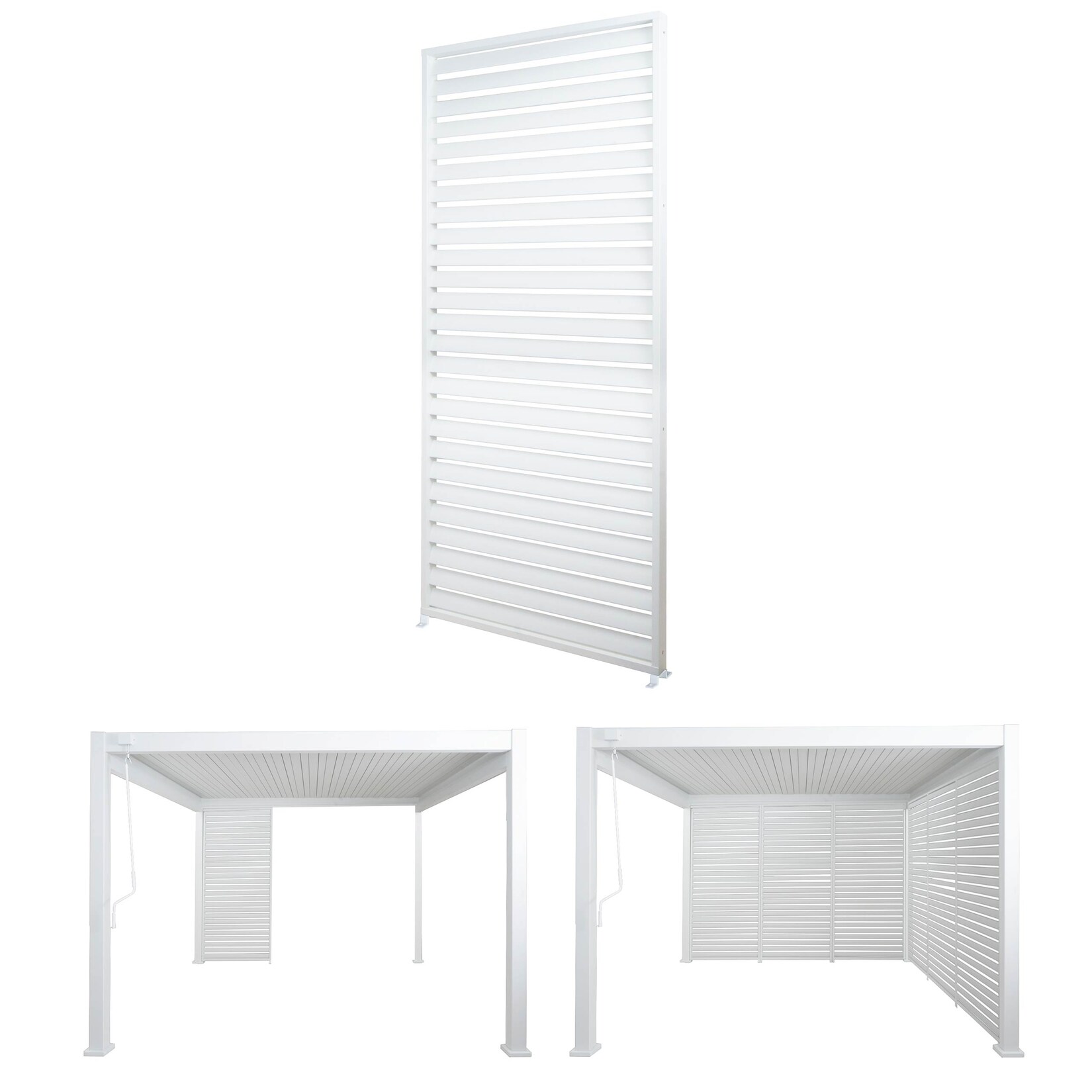 Aluminium Lamellenwand für Pergola -N94 3x3m, Lamellenpaneel Modul Seitenwand Sichtschutz, 213x94cm ~ weiß