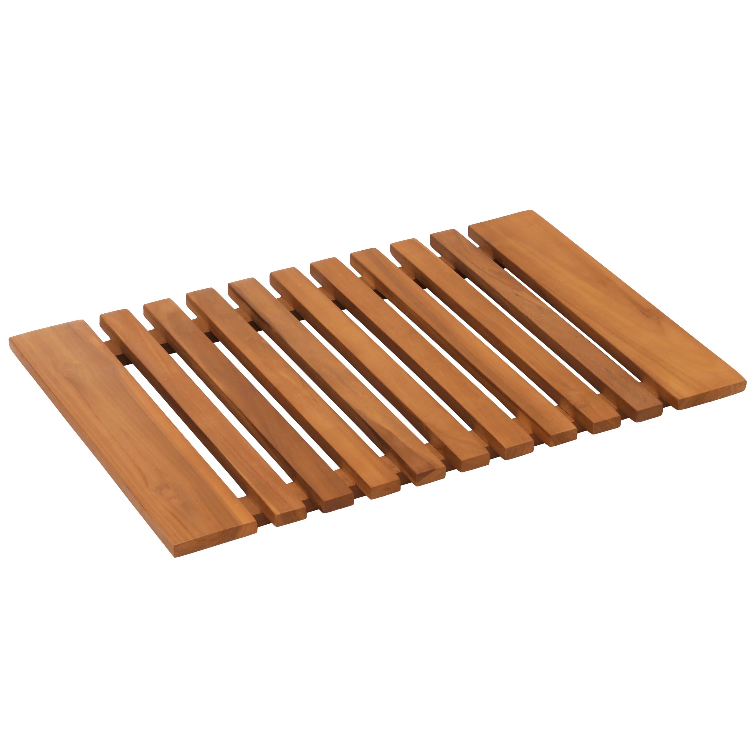 Teak-Fu&szlig;matte MCW-N10, Duschmatte Badematte, hochwertiges B-Grade-Teak (Kernholz, 20-30 Jahre), 4x60x40cm 