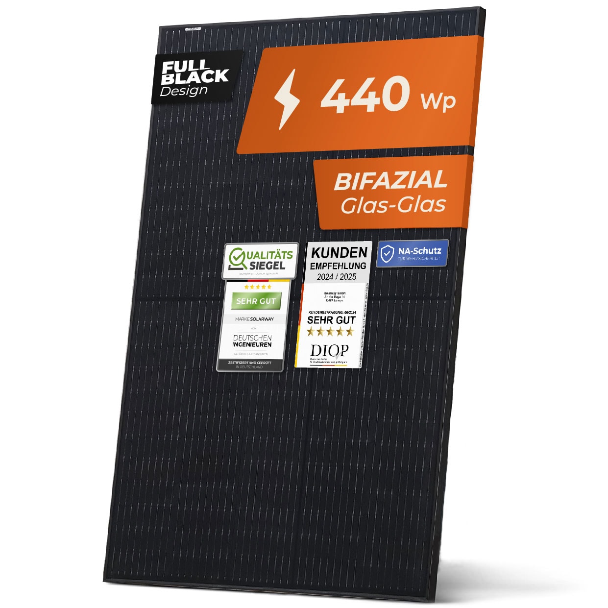 Solarway 440W Solarpanel JA-Solar Full Black Bifazial Glas/Glas PV Panel mit positiver Leistungstoleranz von 0-5 Watt 