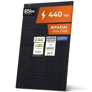 Solarway 440W Solarpanel JA-Solar Full Black Bifazial Glas/Glas PV Panel mit positiver Leistungstoleranz von 0-5 Watt 