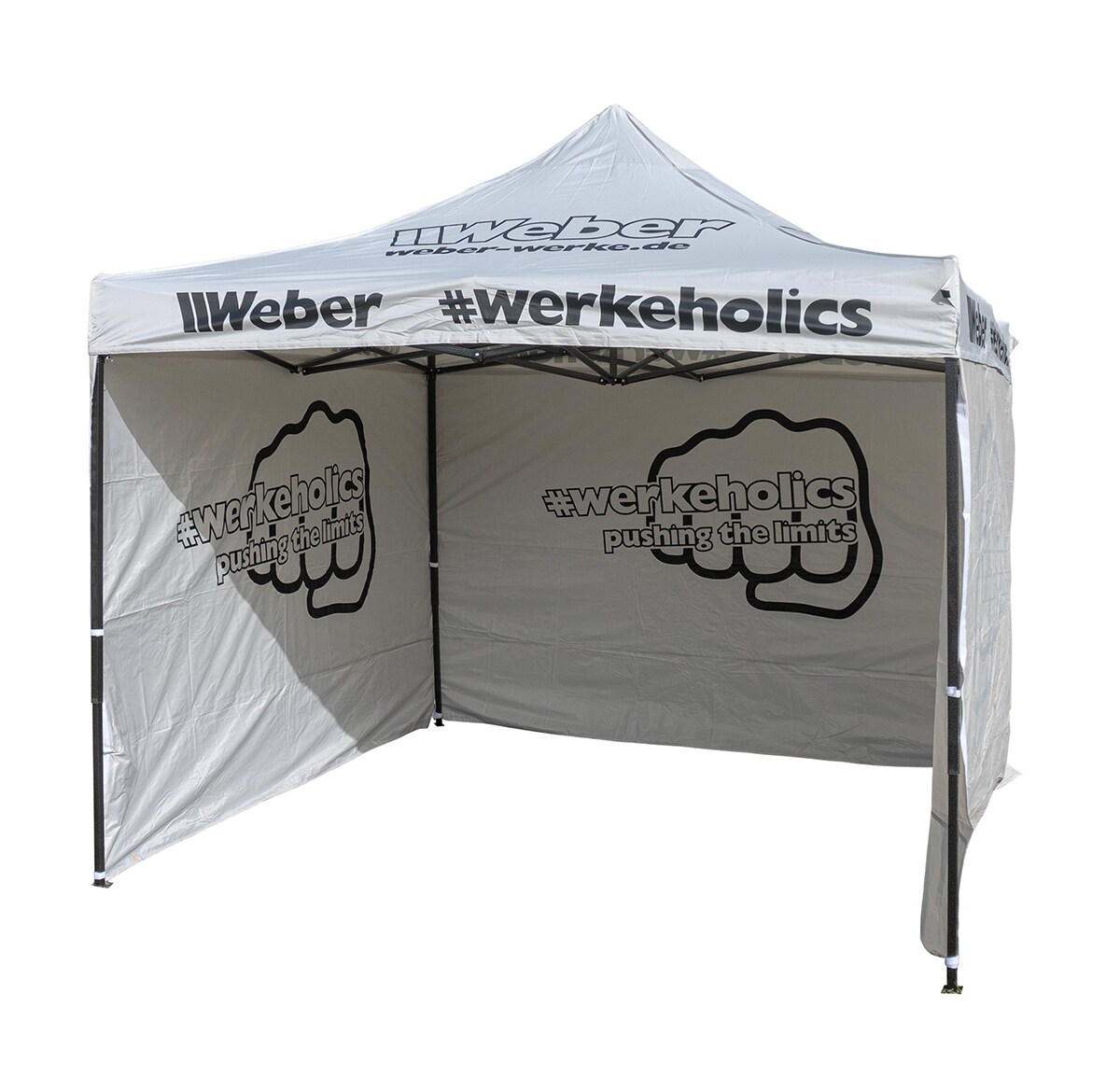 Weber #Werkeholics Easy-Up Zelt 3 x 3 m inkl. 3 Seitenwände grau