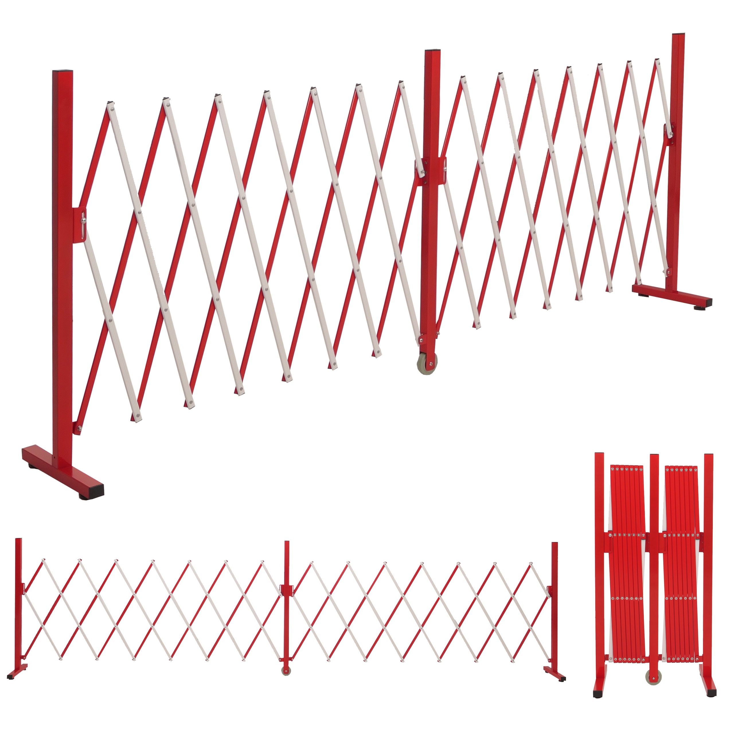 Alu Absperrgitter MCW-B34, Zaun Schutzgitter Scherengitter Trenngitter, ausziehbar 103x53-411cm ~ rot-wei&szlig; 