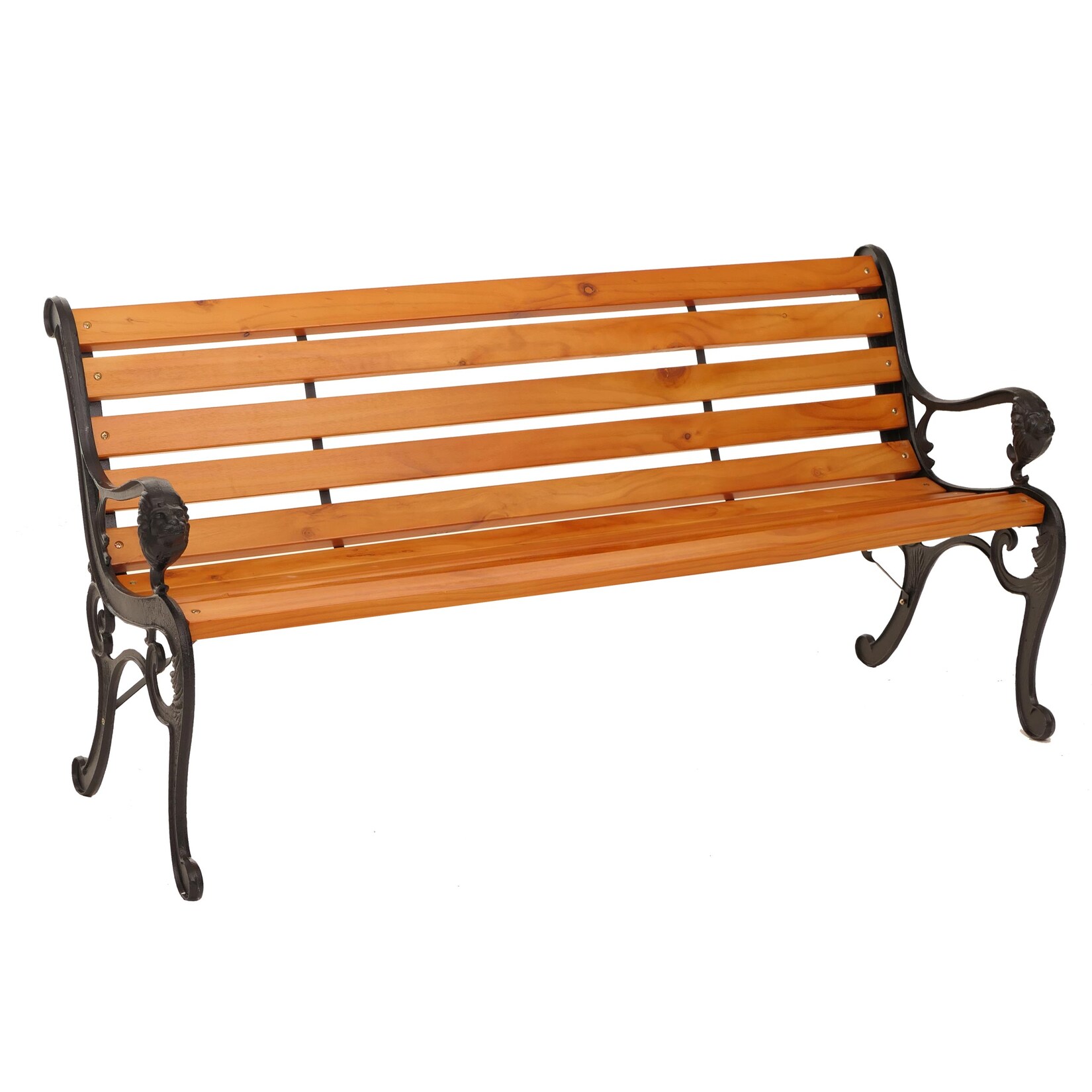 Gartenbank -O25, Sitzbank Parkbank Holzbank 3-Sitzer, Gusseisen Holz Kiefer, 164cm ~ teak