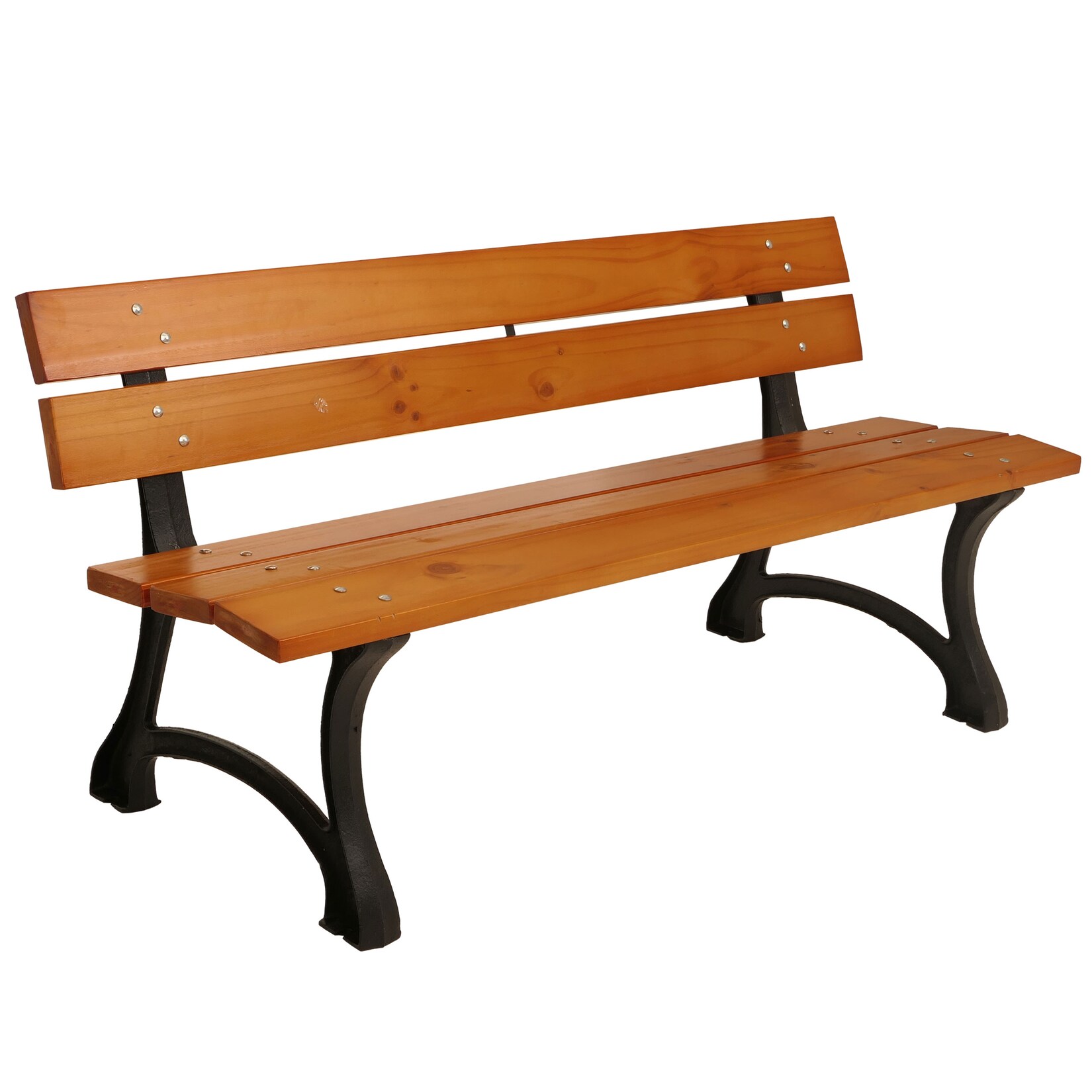 Gartenbank -O20, Sitzbank Parkbank Holzbank 3-Sitzer, Gusseisen Holz Kiefer, 170cm ~ teak