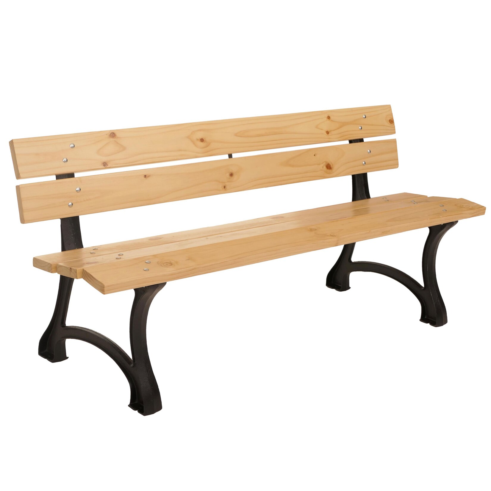 Gartenbank -O20, Sitzbank Parkbank Holzbank 3-Sitzer, Gusseisen Holz Kiefer, 170cm ~ hellbraun