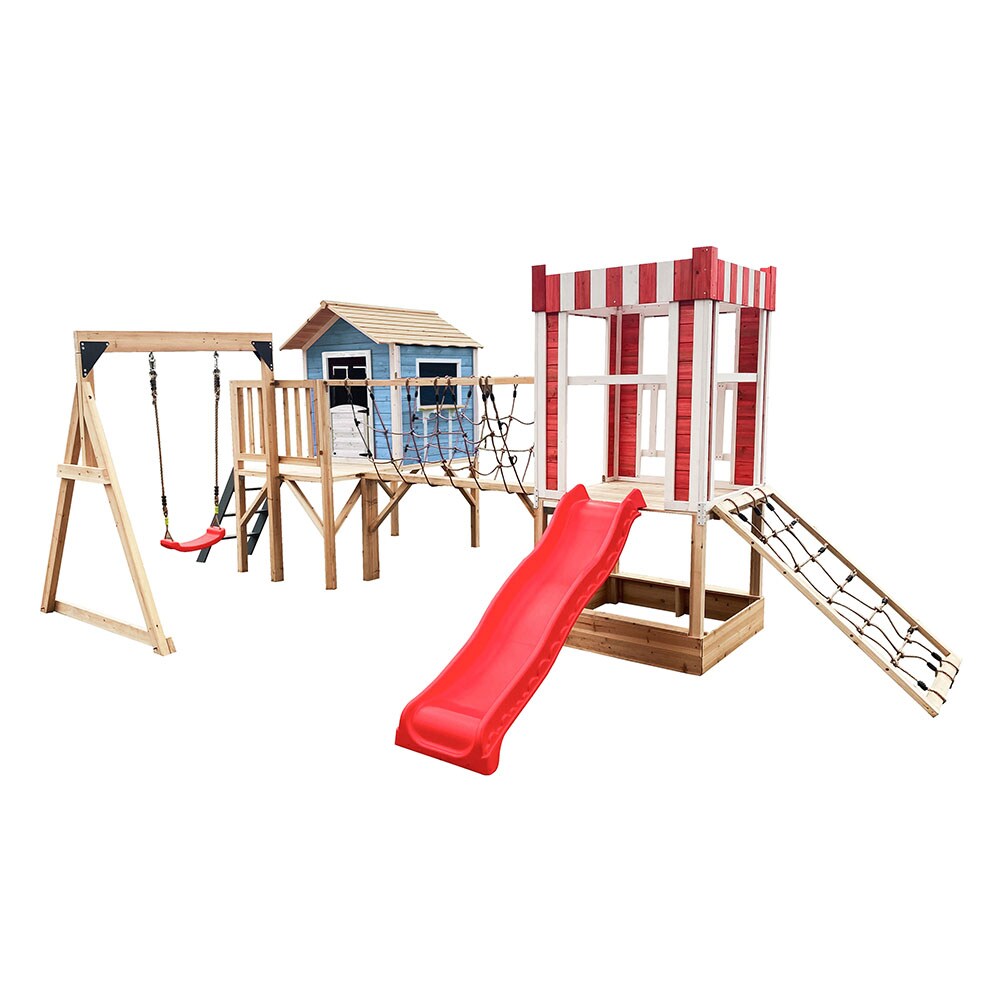 Spielpark inkl. Schaukel und Rutsche WUNDERLAND Blau - 555 x 340 cm