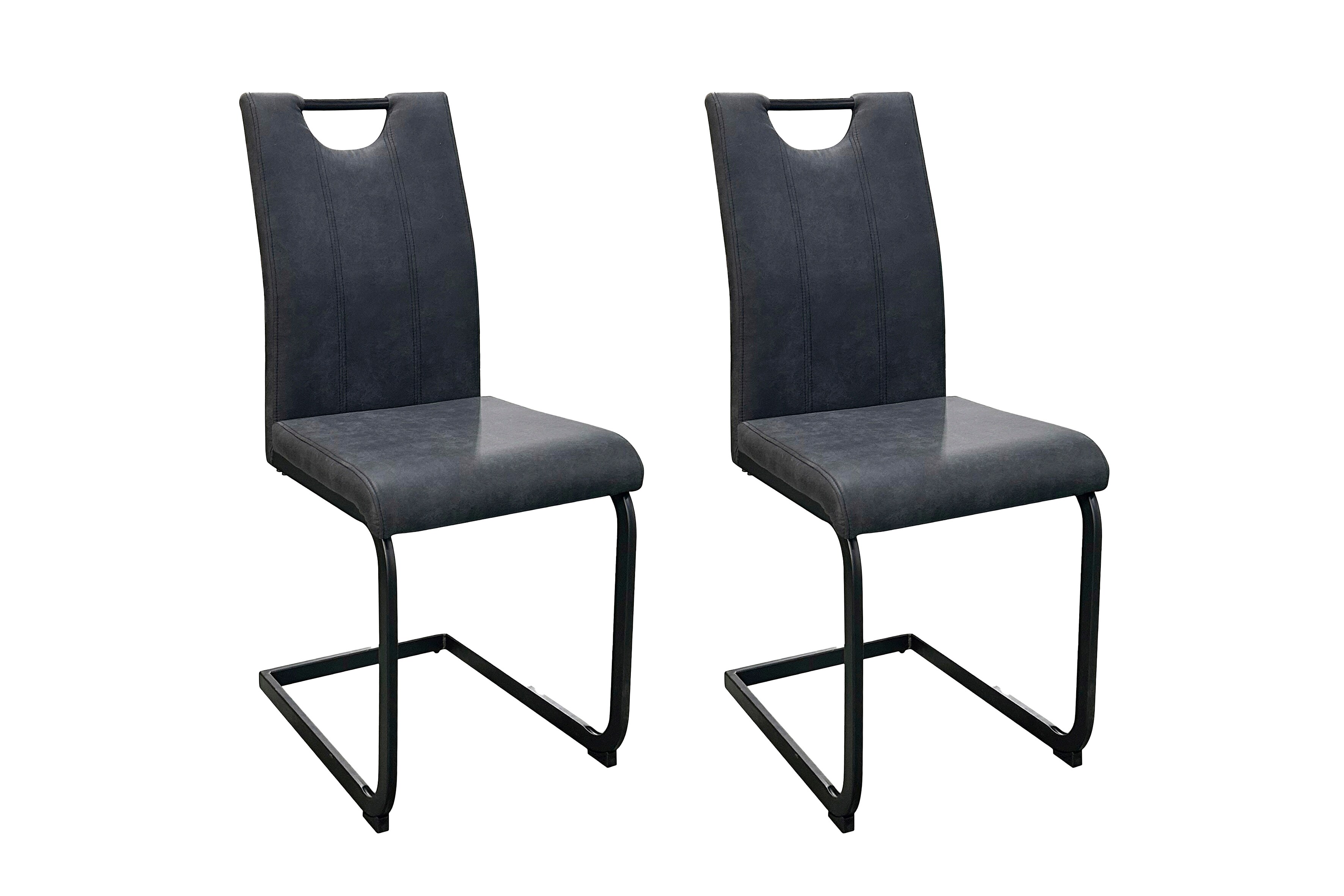 byLIVING Esszimmerstuhl BANFF, 2-er Set, Bezug anthrazit, Gestell Metall schwarz 