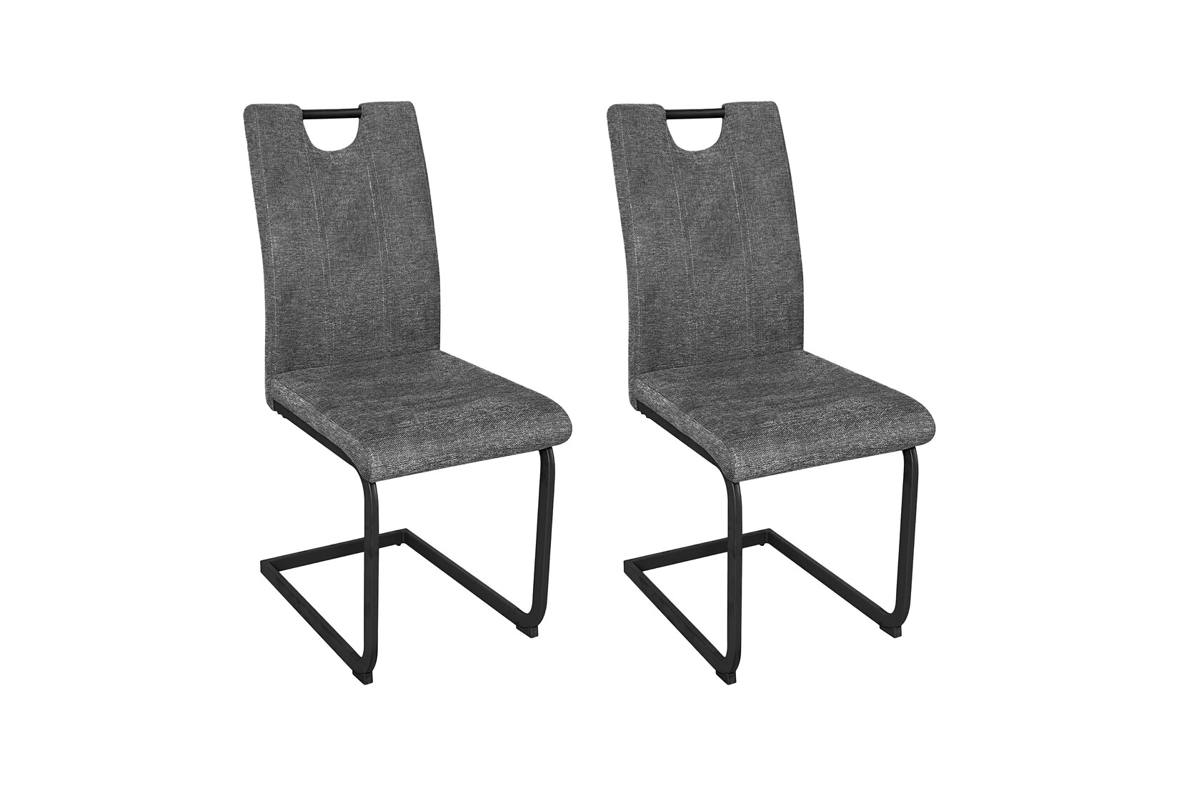 byLIVING Esszimmerstuhl BANFF, 2er Set, Webstoffbezug anthrazit, Gestell schwarz