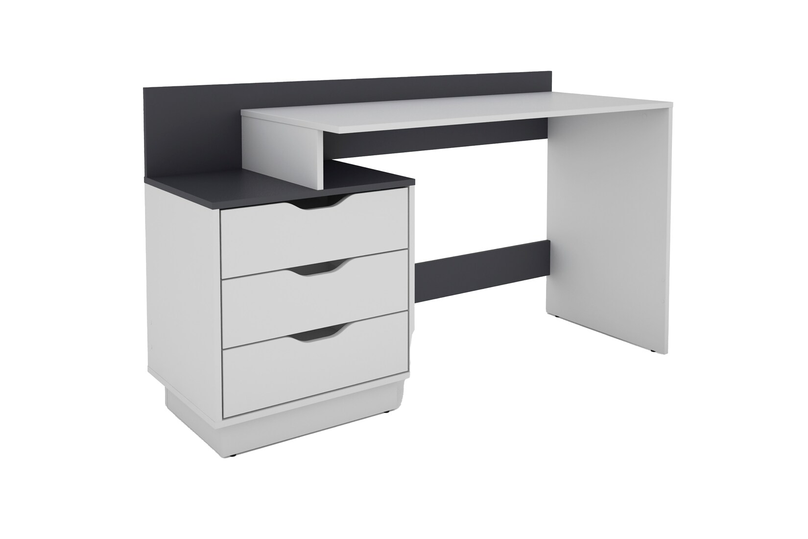 byLIVING Schreibtisch BELFAST, Breite 138 cm, weiß/anthrazit, 3 Schubkästen
