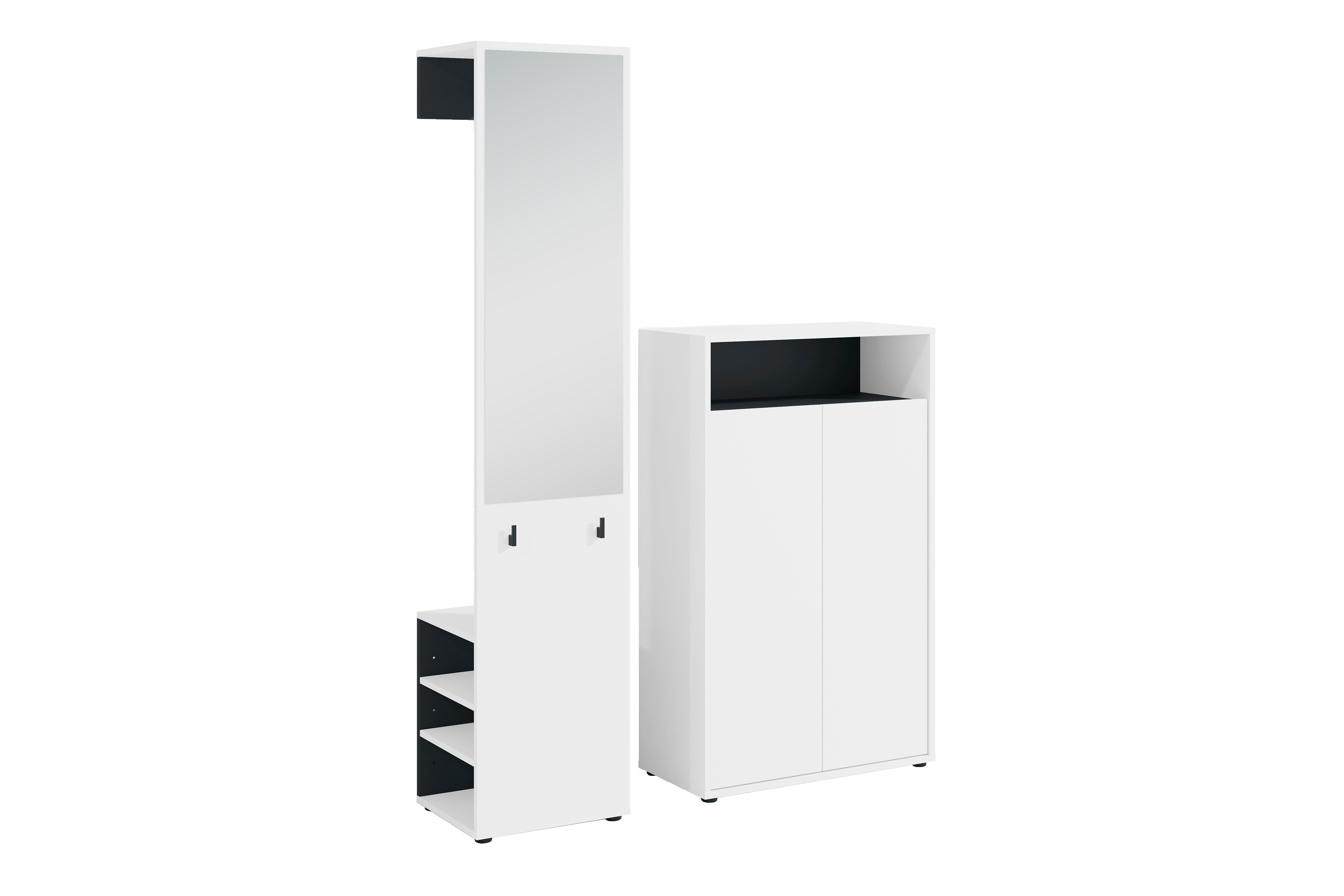 byLIVING Garderoben-Set LYON, Breite 110 cm, wei&szlig;/schwarz 