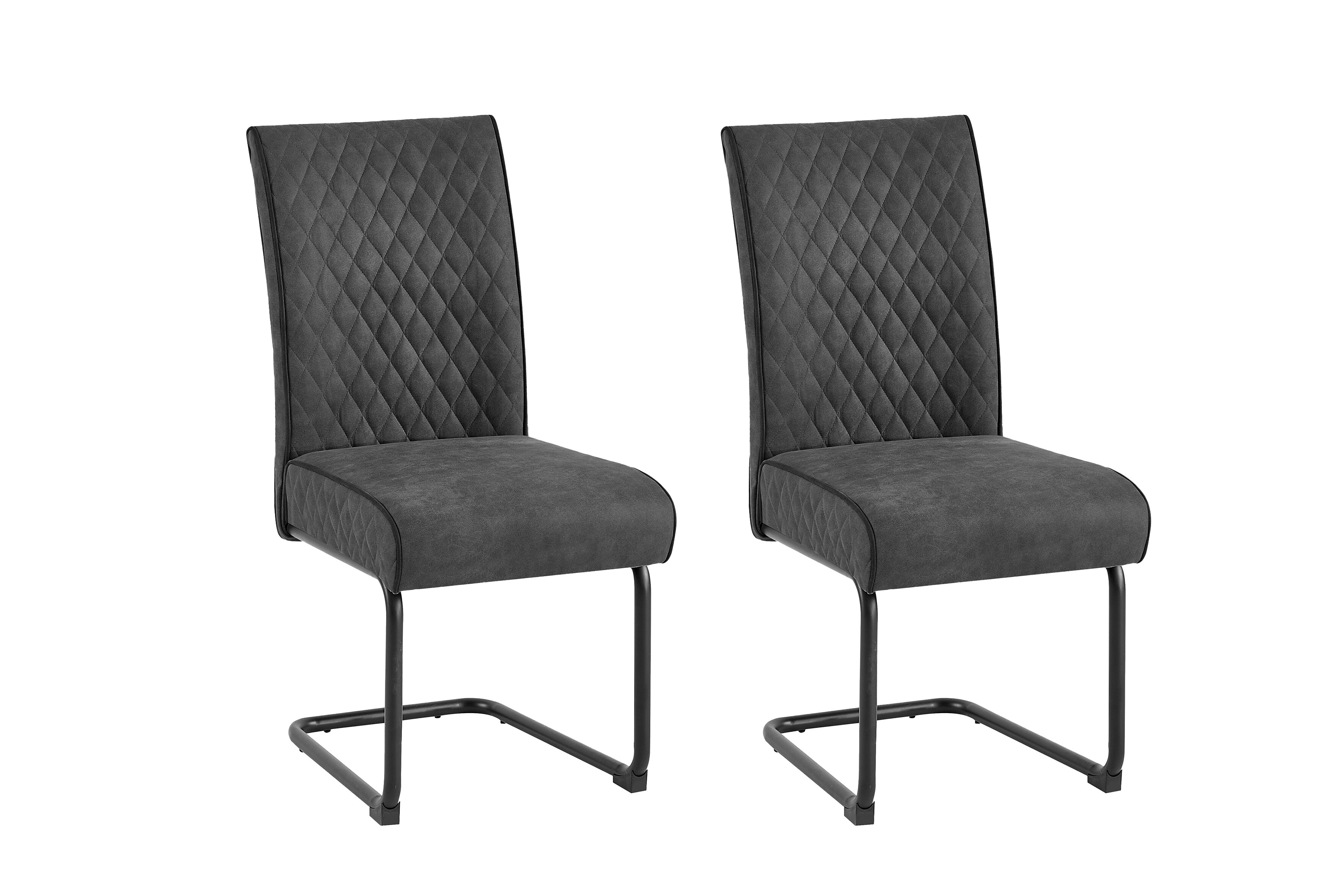 byLIVING Esszimmerstuhl MARIA-XXL, 2-er Set, Bezug anthrazit, Gestell schwarz 