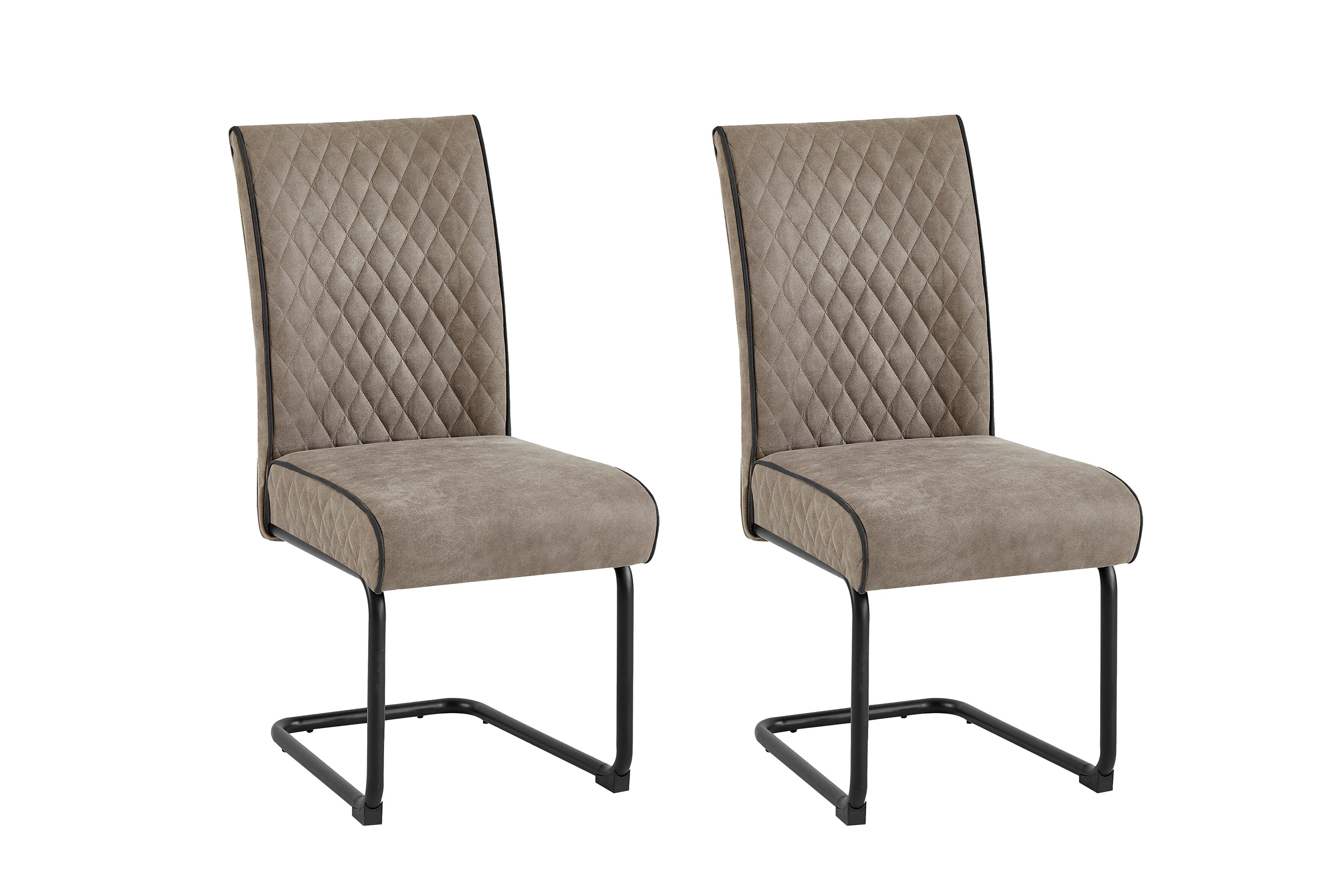 byLIVING Esszimmerstuhl MARIA-XXL, 2-er Set, Bezug taupe, Gestell Metall schwarz 