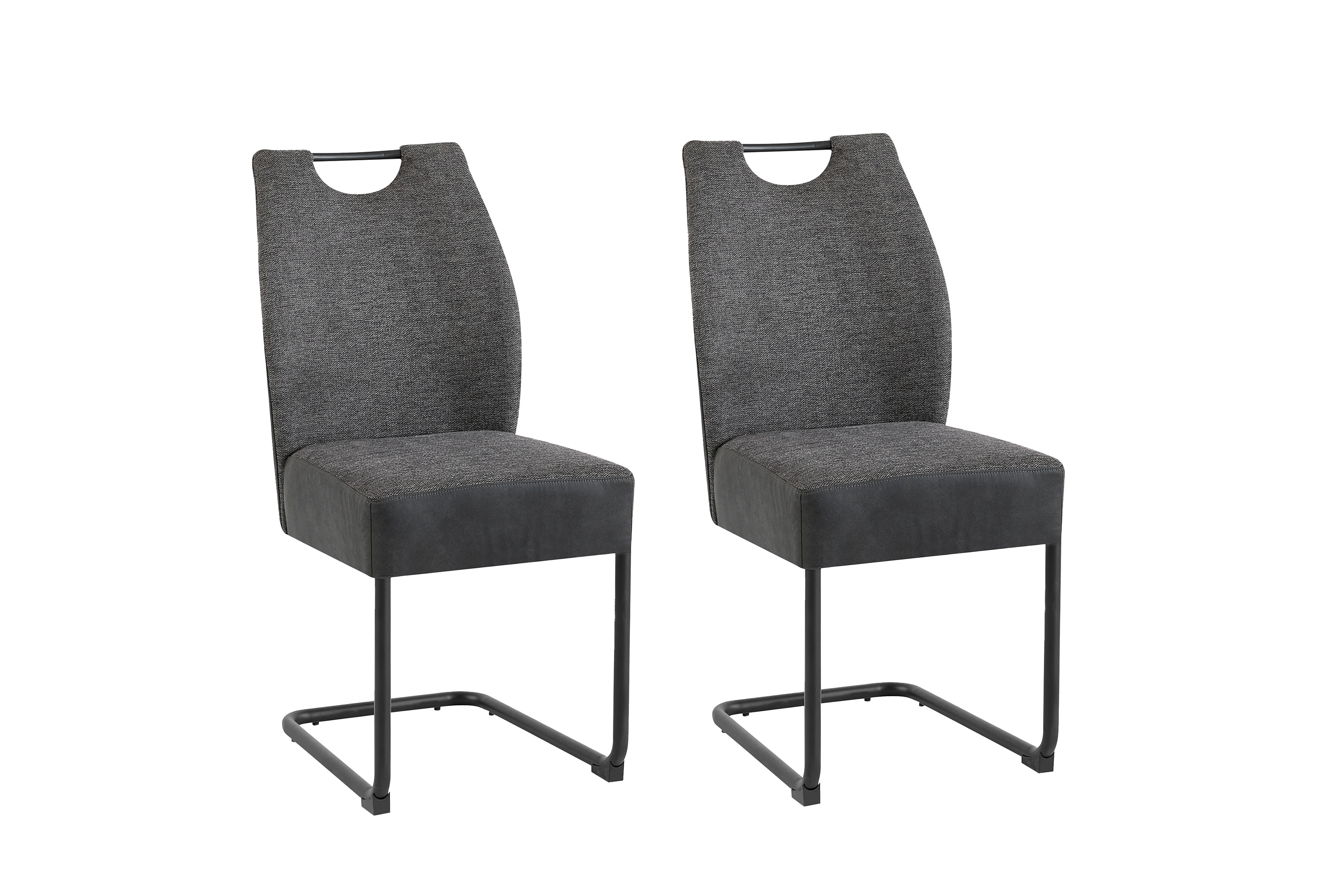 byLIVING Esszimmerstuhl PETER, 2-er Set, Bezug anthrazit, Gestell Metall schwarz 