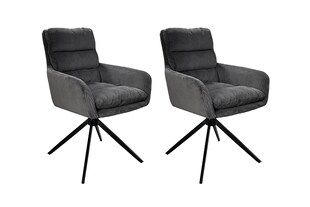 byLIVING Esszimmerstuhl PURA, 2-er Set, Cordbezug dunkelgrau, Gestell schwarz 