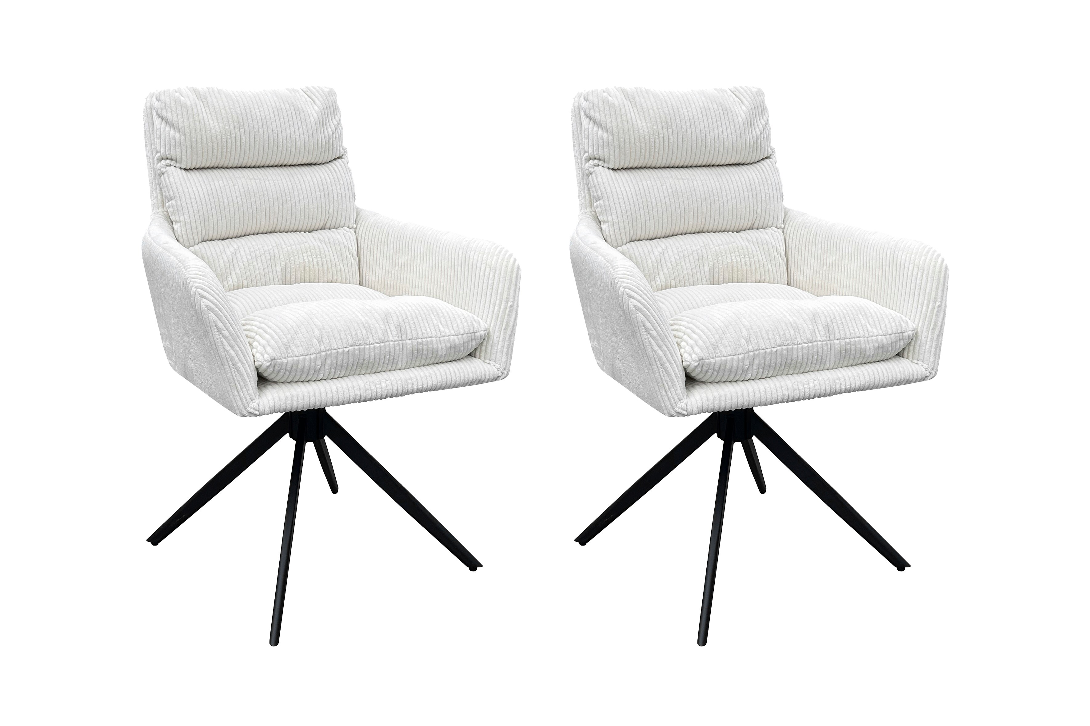 byLIVING Esszimmerstuhl PURA, 2-er Set, Cordbezug off-white, Gestell schwarz 