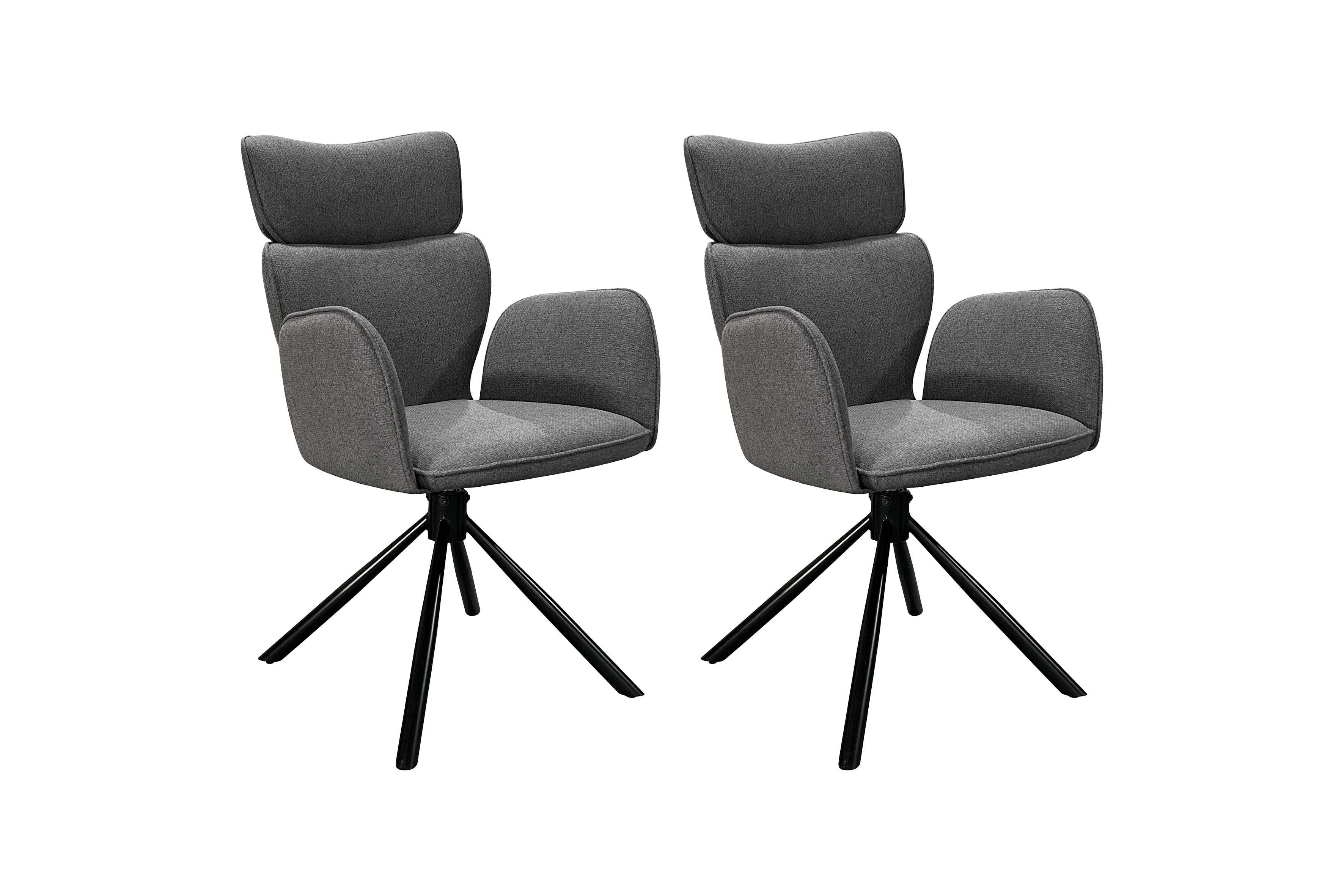 byLIVING Esszimmerstuhl SEATTLE, 2-er Set, Webstoff anthrazit, Gestell schwarz 