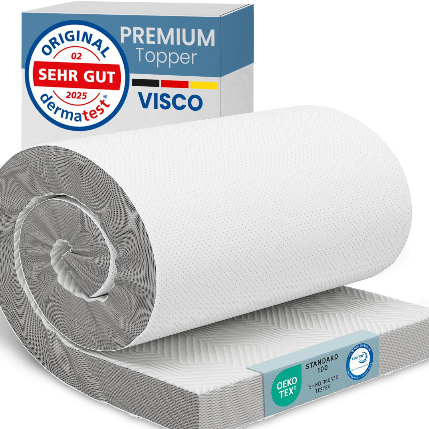 ELONEO Visco Topper Matratzenauflage 200 x 200 x 8 cm 