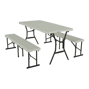 Lifetime Kunststoff Bierzeltgarnitur 3-teilig | Weiß | 182x76x74 cm 