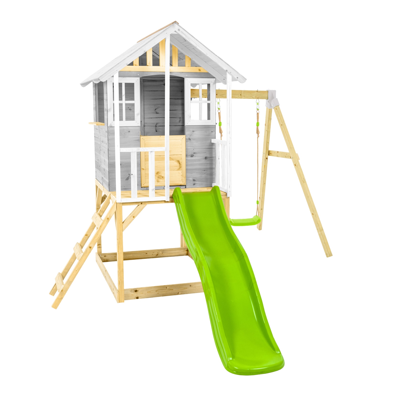 Zwerkules Spielhaus Valli 2 inkl. Rutsche & Schaukel 352x280x244cm