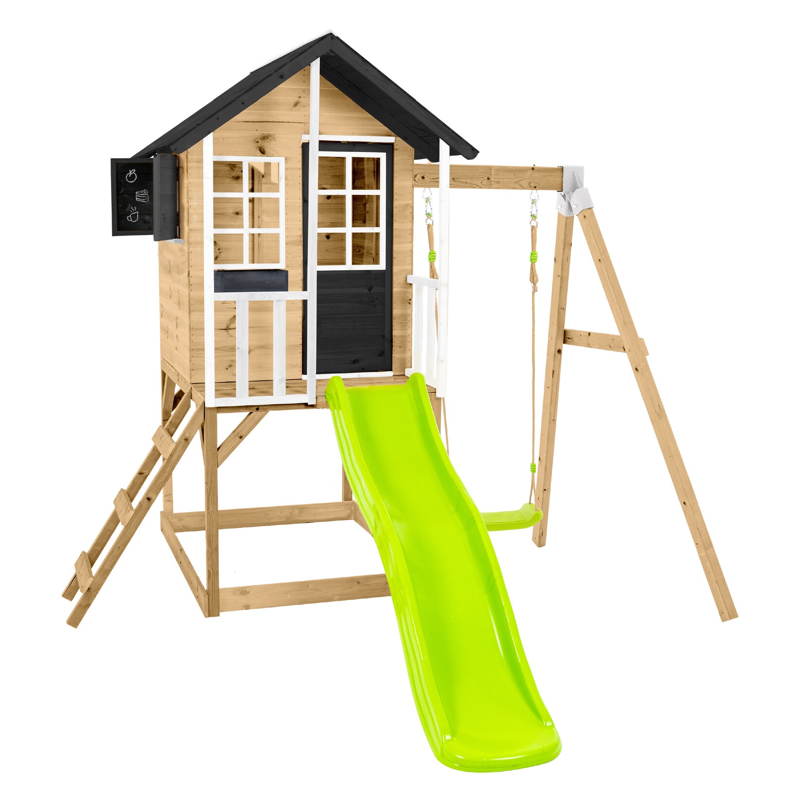 Zwerkules Spielhaus Holli 2   inkl. Rutsche & Schaukel   352x280x224cm