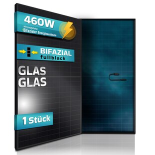 SUNNIVA® Solarmodul 2x 460 W FULL BLACK Bifazial Glas/Glas PV Modul Solarpanel - PMax 920W (2x460W) Bifacial N-Type, für Balkonkraftwerk oder PV Solar Anlage 
